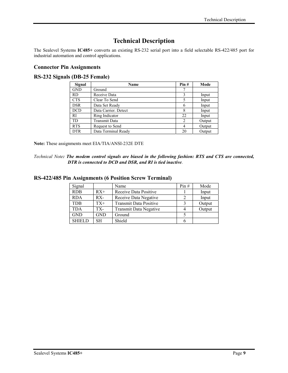 Specifications, Technical description | Impulse 1102 User Manual | Page 11 / 19