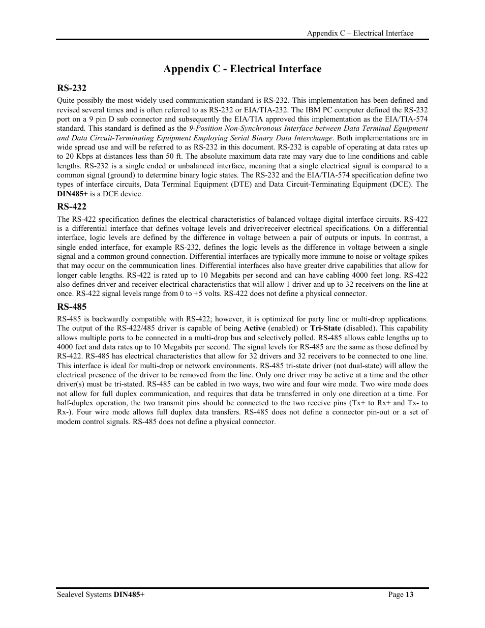 Appendix c - electrical interface, Appendix d - asynchronous communications | Impulse 1104 User Manual | Page 15 / 19