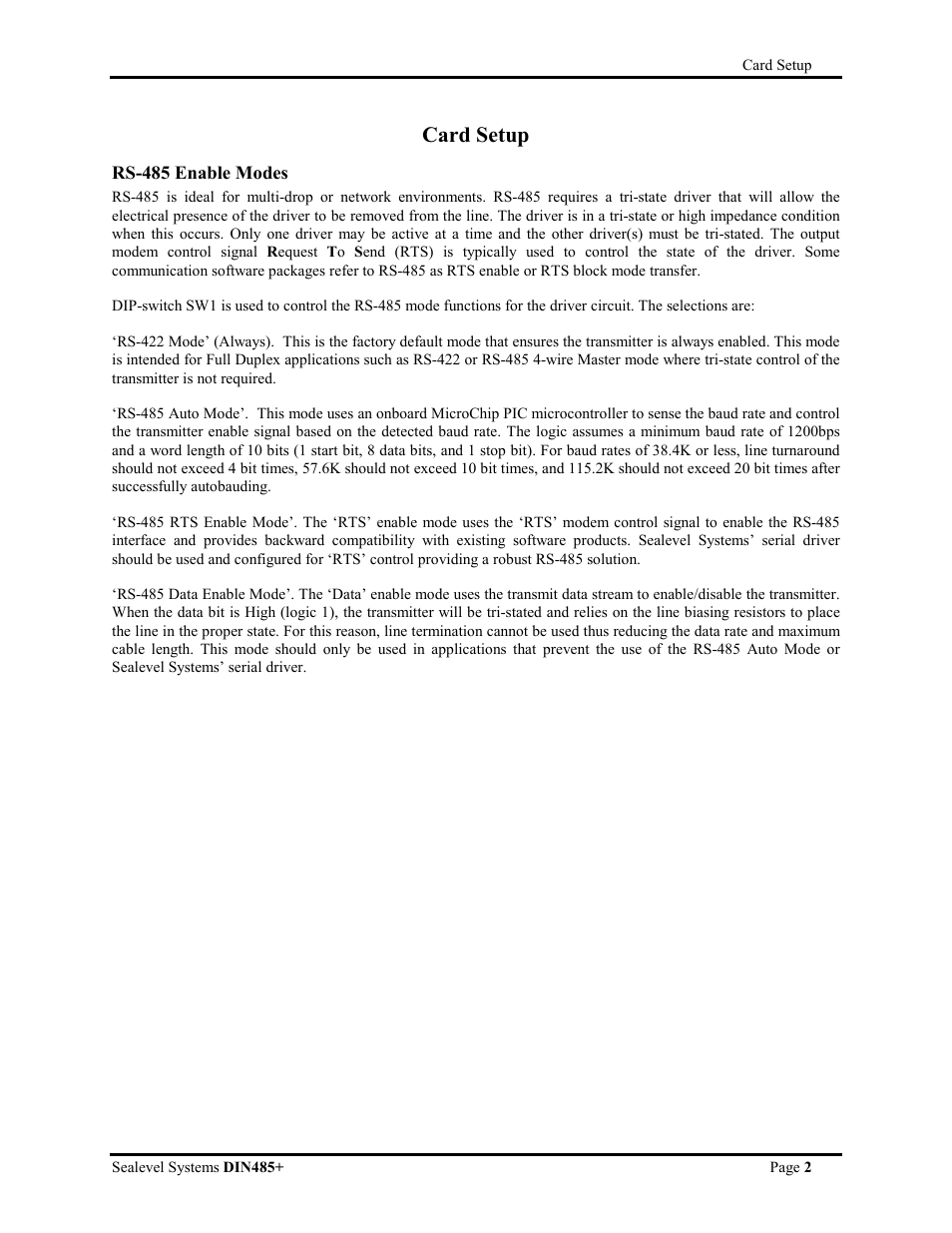 Card setup | Impulse 1104 User Manual | Page 4 / 19