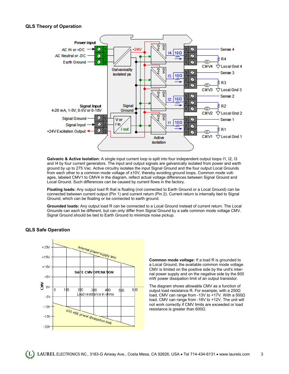 Laurel Electronics QLS Quad Output 4-20 mA Current Loop - Datasheet User Manual | Page 3 / 3
