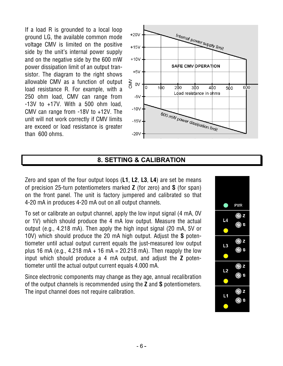 Laurel Electronics QLS Quad Output 4-20 mA Current Loop - Manual User Manual | Page 6 / 8