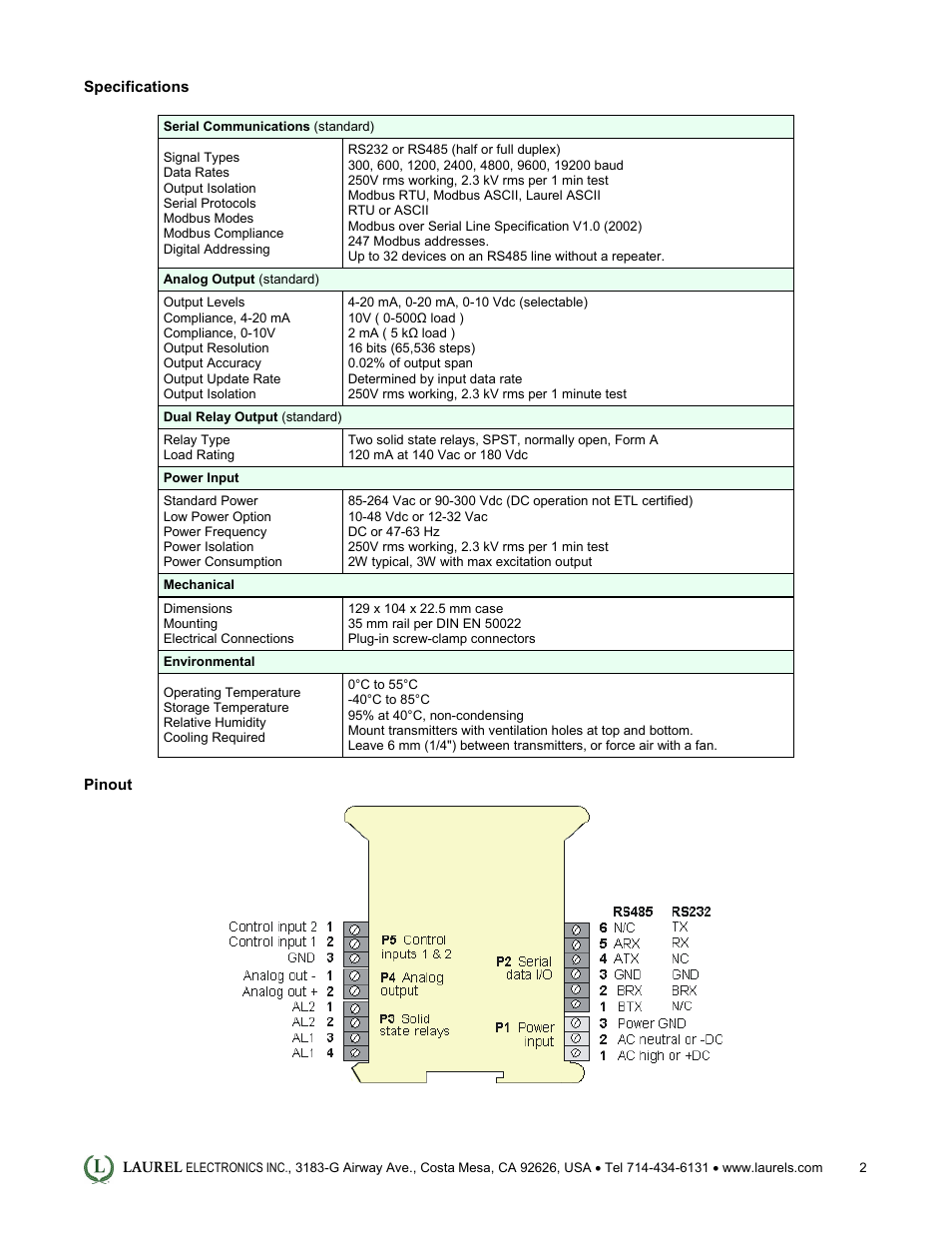 Laurel Electronics LTS6 - Datasheet User Manual | Page 2 / 3