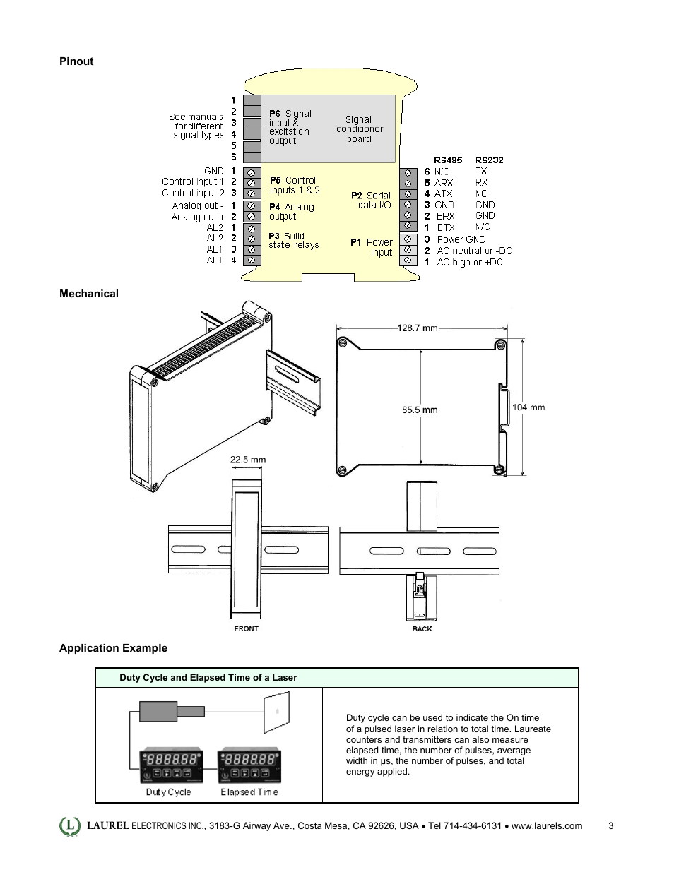 Laurel Electronics LT: 4-20 mA & Serial Data Output Transmitter for Duty Cycle Input User Manual | Page 3 / 4