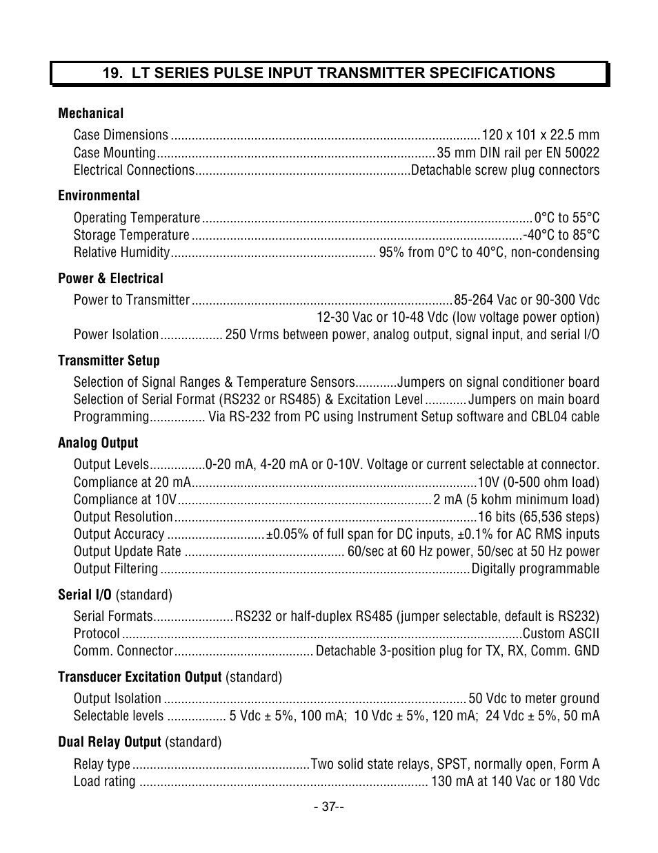 Laurel Electronics LT SERIES TRANSMITTERS PULSE INPUTS User Manual | Page 37 / 40