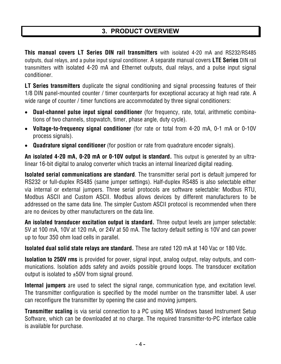 Laurel Electronics LT SERIES TRANSMITTERS PULSE INPUTS User Manual | Page 4 / 40