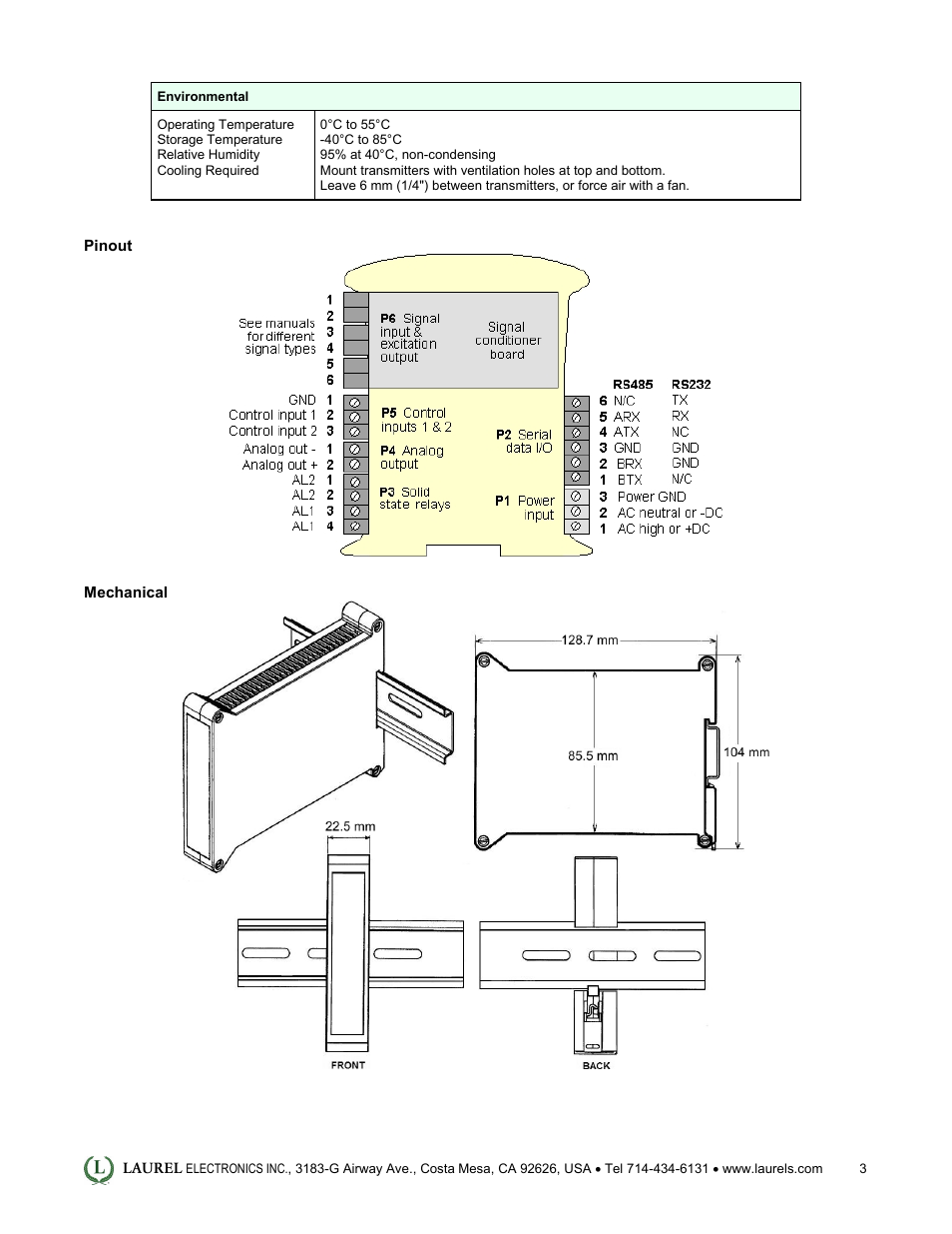 Laurel Electronics LT: 4-20 mA & Serial Data Output Transmitter for Position or Rate from Quadrature Encoders User Manual | Page 3 / 4