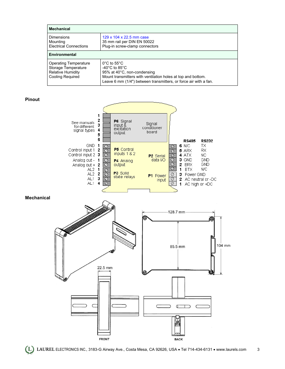 Laurel Electronics LT: 4-20 mA & Serial Data Output Transmitter for AC Phase Angle & Power Factor User Manual | Page 3 / 4