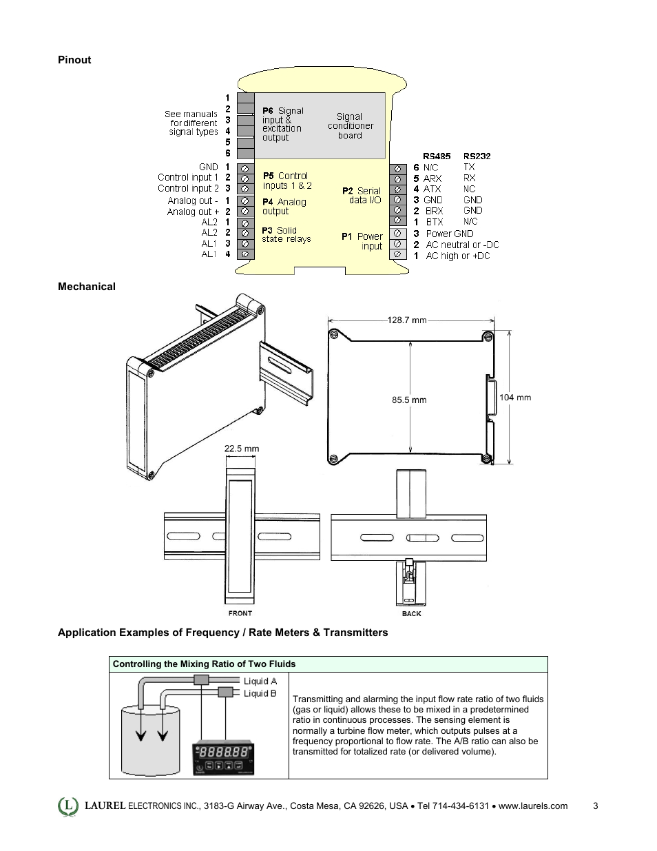 Laurel Electronics LT: 4-20 mA & Serial Data Output Transmitter for Ratio User Manual | Page 3 / 4