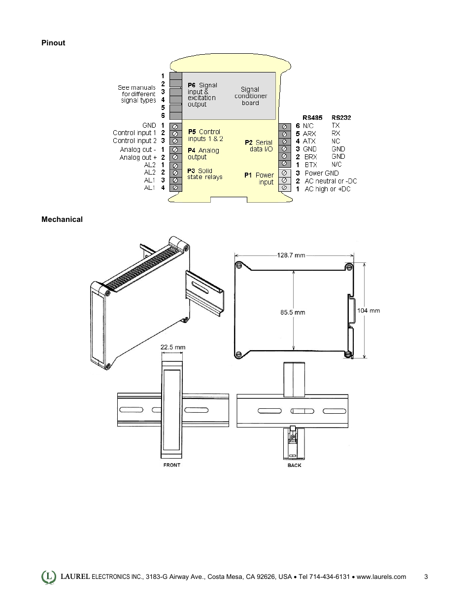 Laurel Electronics LT: 4-20 mA & Serial Data Output Transmitter for Dual Channel Pulse Totalizer Input User Manual | Page 3 / 4