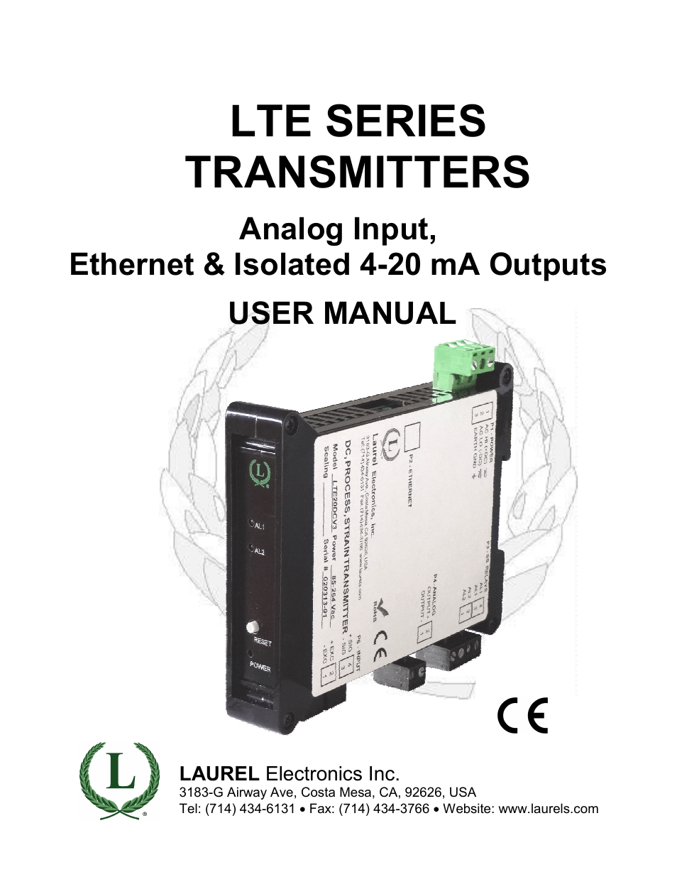 Laurel Electronics LTE SERIES TRANSMITTERS ANALOG INPUT User Manual | 40 pages