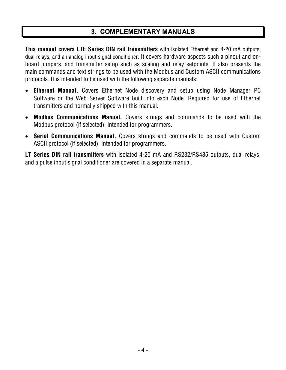 Laurel Electronics LTE SERIES TRANSMITTERS ANALOG INPUT User Manual | Page 4 / 40