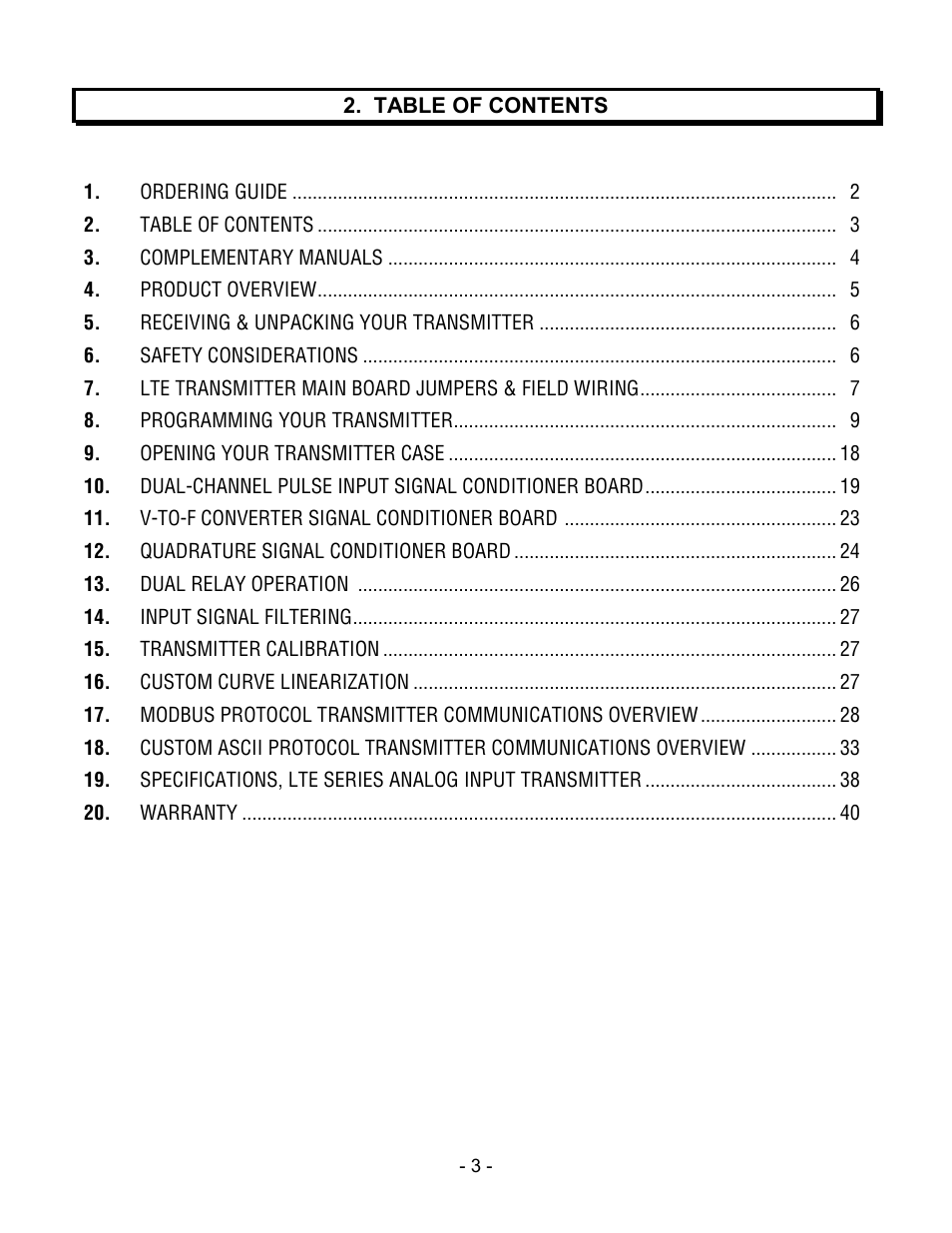 Laurel Electronics LTE SERIES TRANSMITTERS PULSE INPUT User Manual | Page 3 / 40