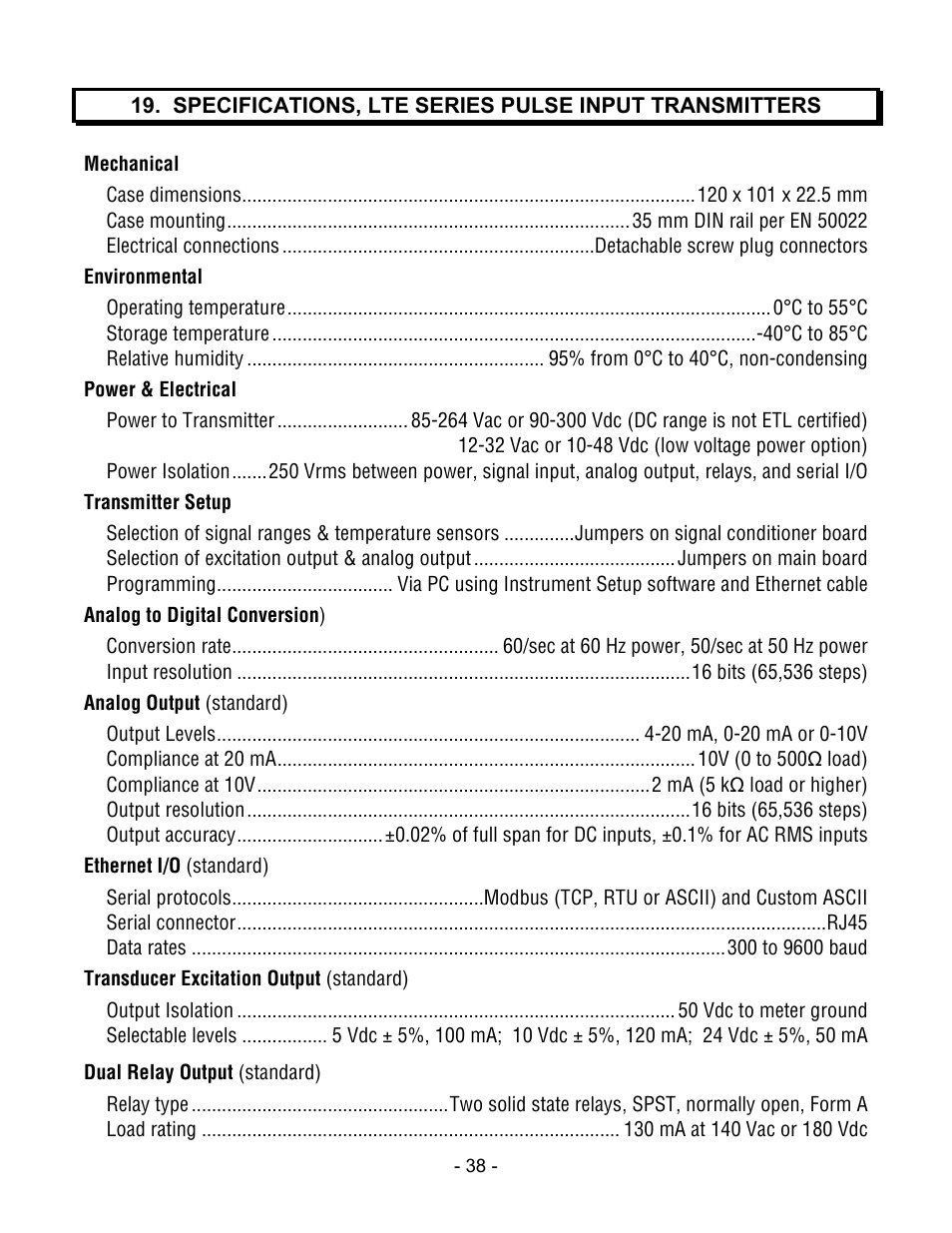 Laurel Electronics LTE SERIES TRANSMITTERS PULSE INPUT User Manual | Page 38 / 40