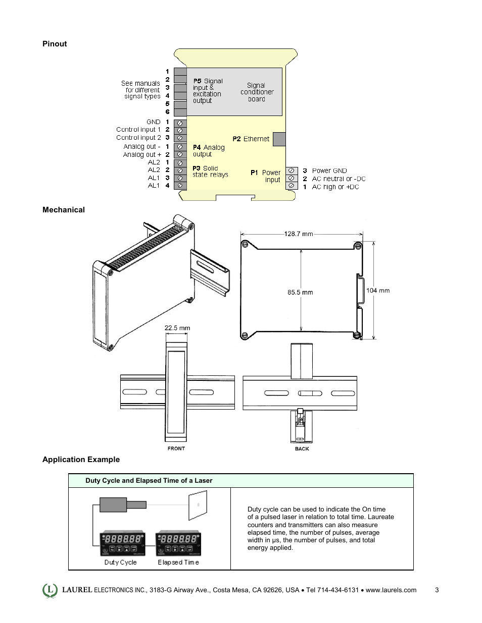 Laurel Electronics LTE: Ethernet & 4-20 mA Output Transmitter for Duty Cycle Input User Manual | Page 3 / 4