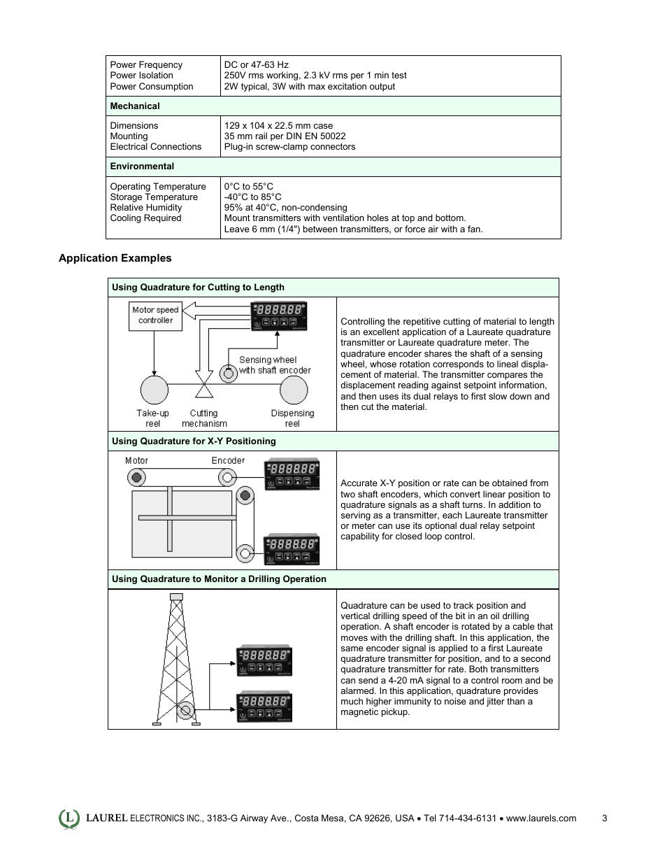 Laurel Electronics LTE: Ethernet & 4-20 mA Output Transmitter for Position or Rate from Quadrature Encoders User Manual | Page 3 / 4