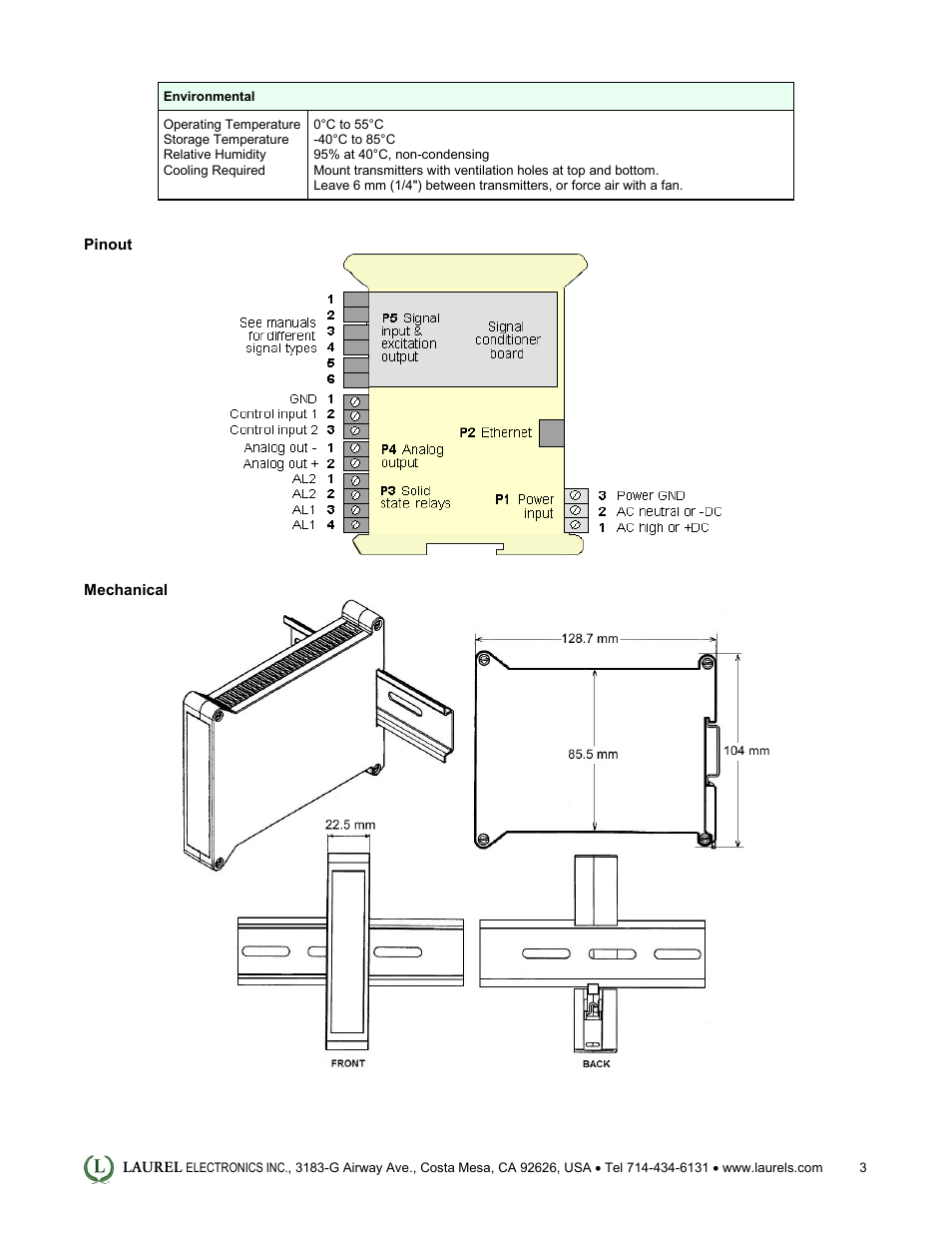 Laurel Electronics LTE: Ethernet & 4-20 mA Output Transmitter for Time of Single or Accumulated Events User Manual | Page 3 / 4