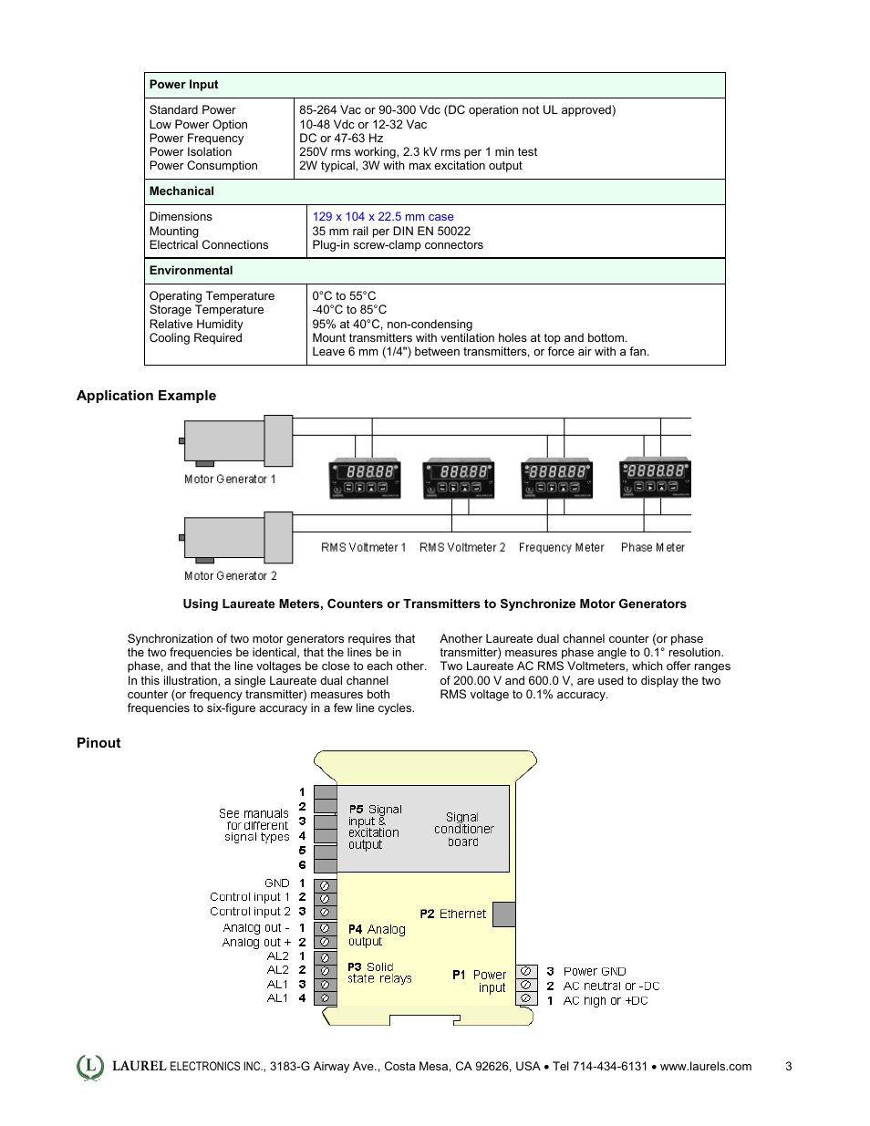Laurel Electronics LTE: Ethernet & 4-20 mA Output Transmitter for AC Phase Angle & Power Factor User Manual | Page 3 / 4