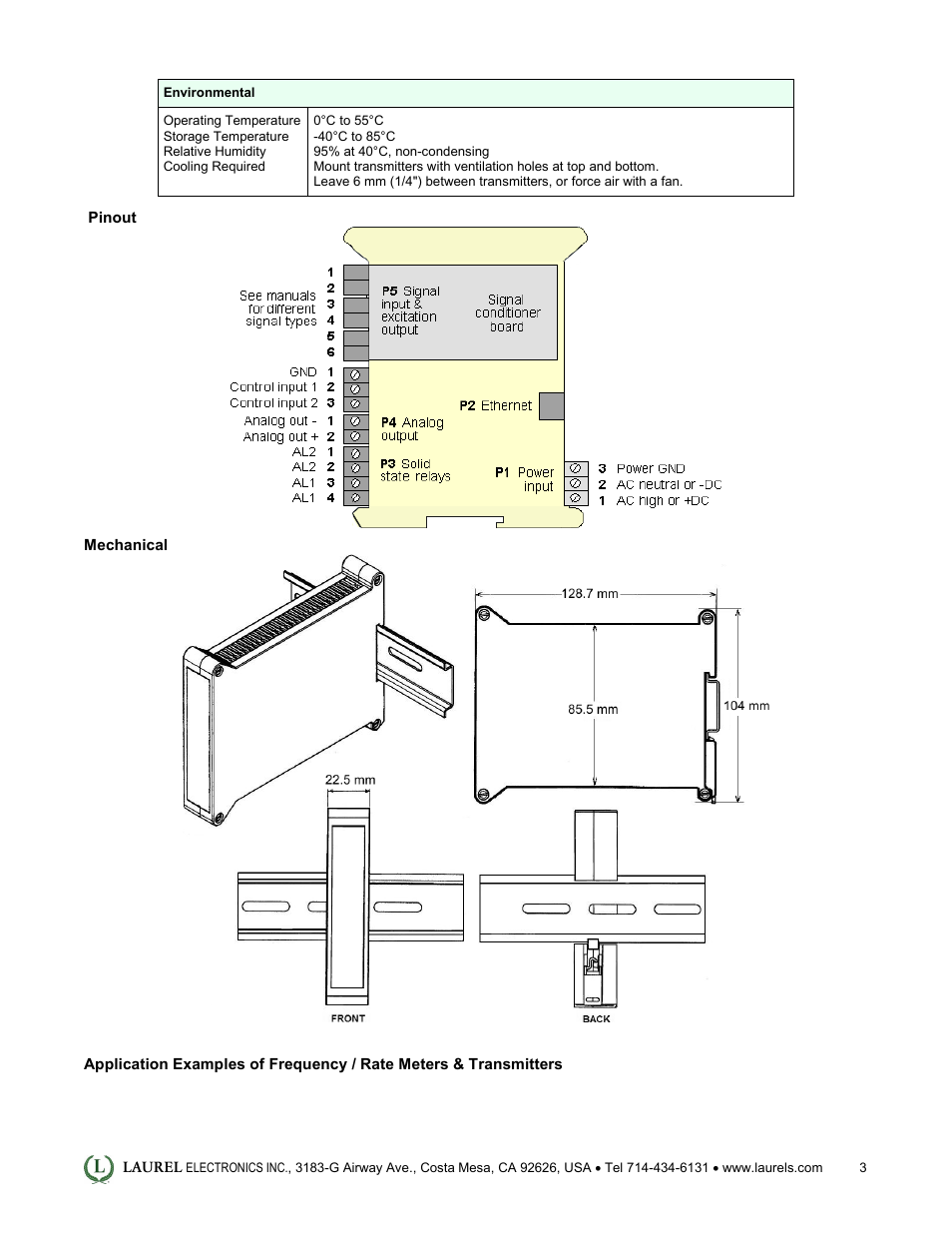 Laurel Electronics LTE: Ethernet & 4-20 mA Output Transmitter for Ratio User Manual | Page 3 / 5