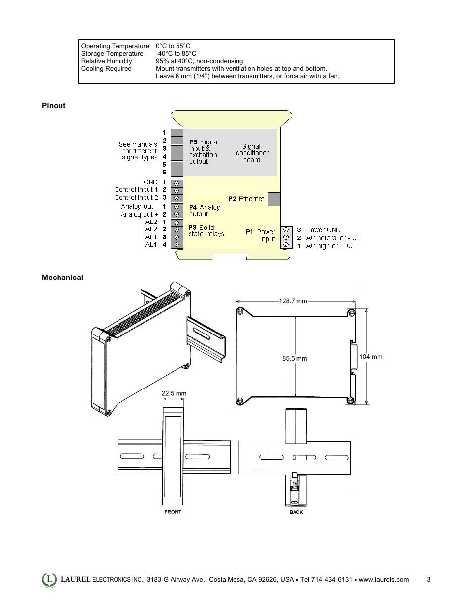 Laurel Electronics LTE: Ethernet & 4-20 mA Output Transmitter for Frequency, Rate or Period Input User Manual | Page 3 / 4
