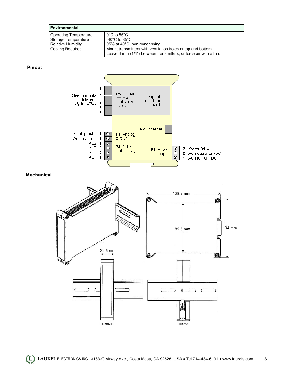 Laurel Electronics LTE: Ethernet & 4-20 mA Output Transmitter for Process Signals User Manual | Page 3 / 4