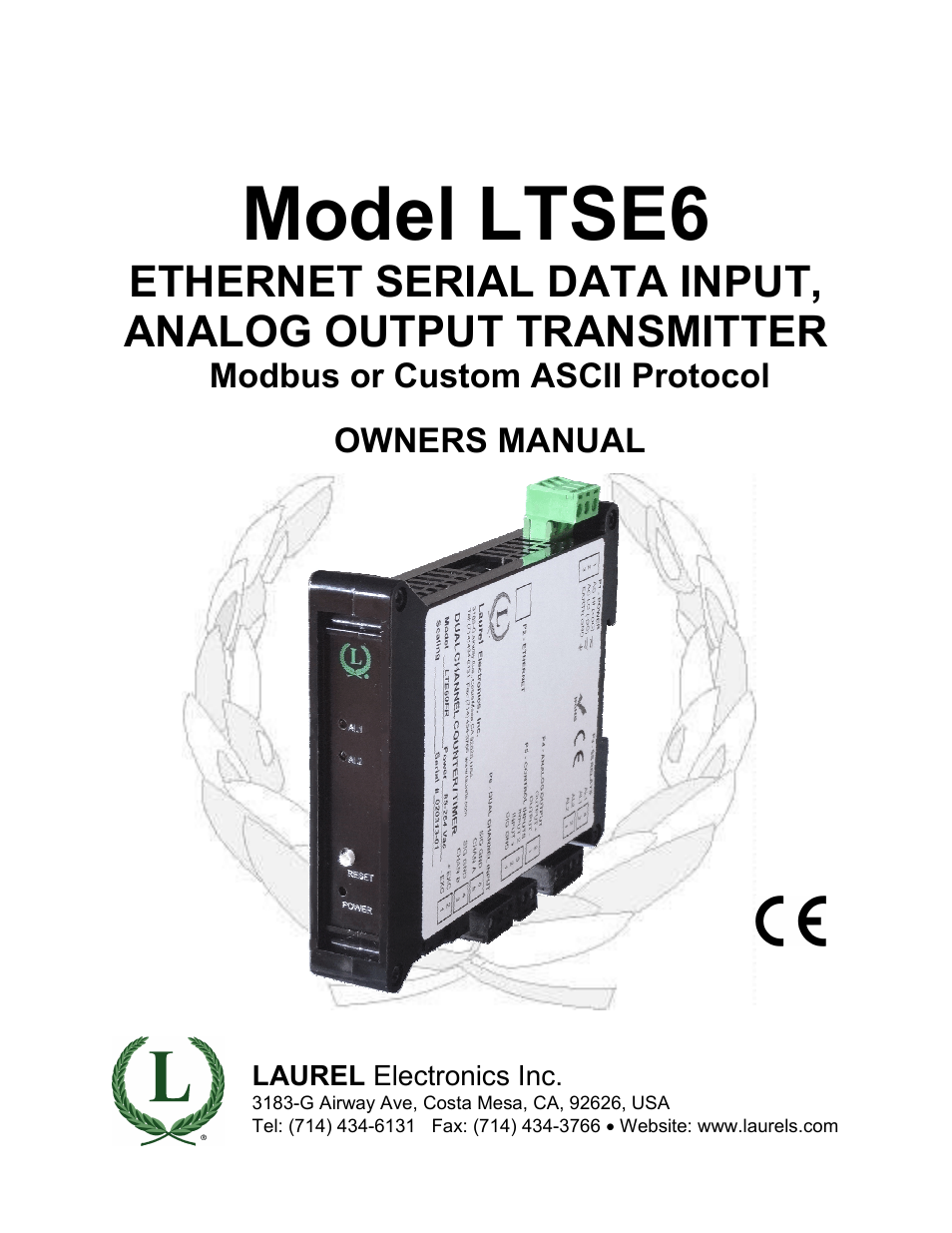 Laurel Electronics LTSE6 - Manual User Manual | 25 pages