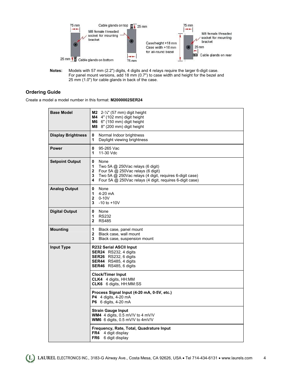 Laurel Electronics MAGNA Series Large Digit Displays User Manual | Page 4 / 4