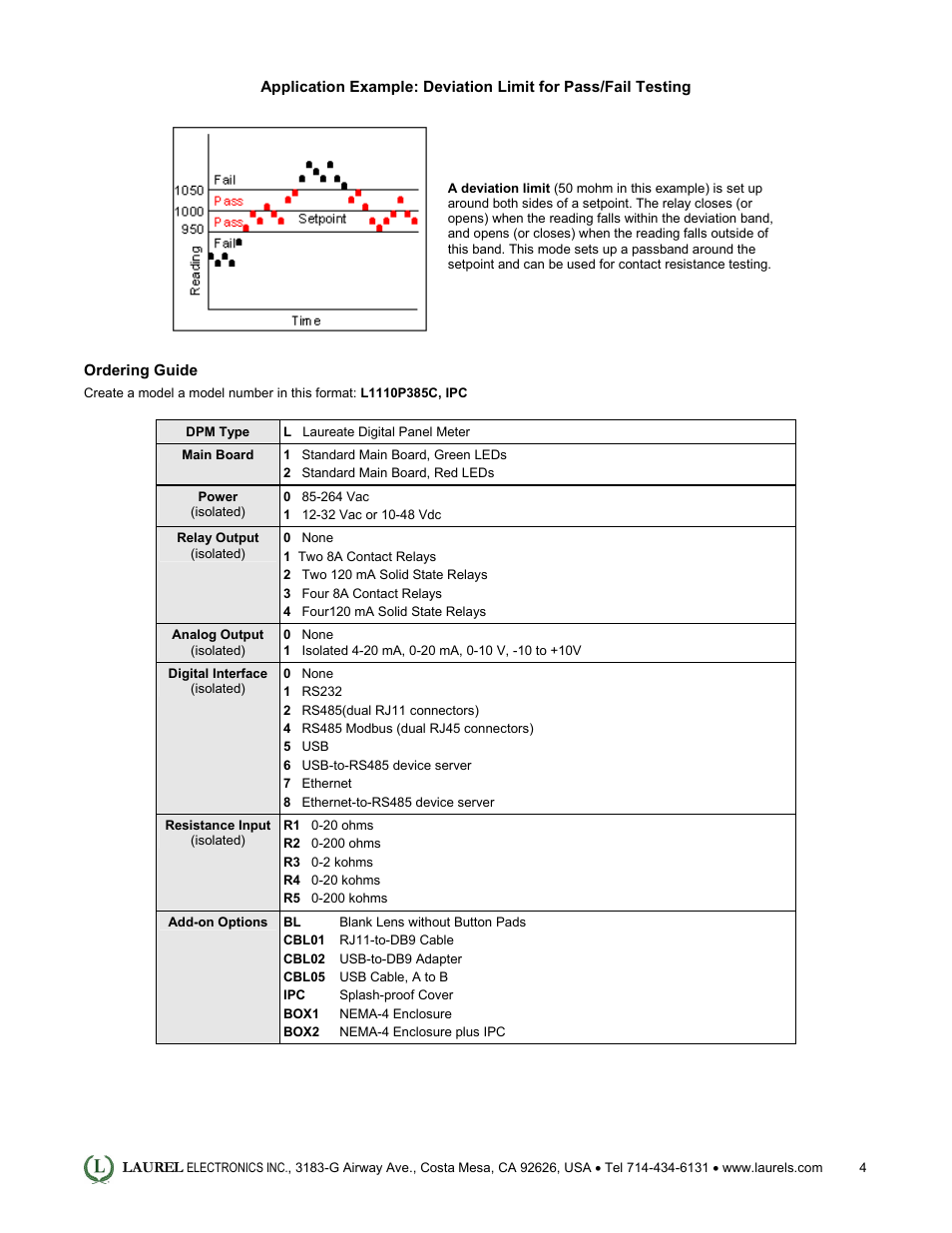 Laurel Electronics Laureate Ohmmeter for Resistance in Ohms or Milliohms User Manual | Page 4 / 4