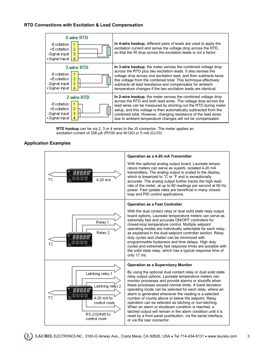 Laurel Electronics Laureate RTD Temperature Panel Meter-Controller User Manual | Page 3 / 5