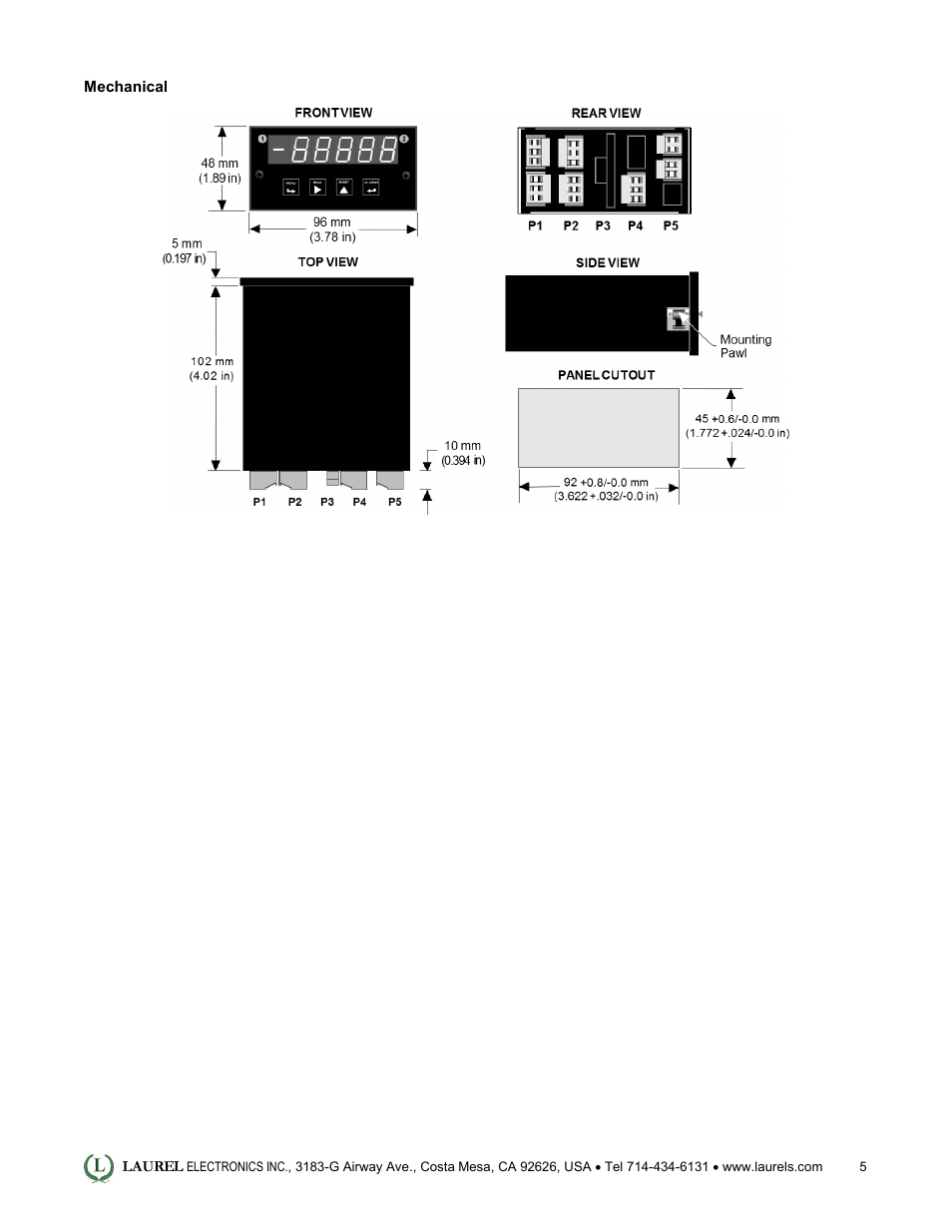 Laurel Electronics Laureate RTD Temperature Panel Meter-Controller User Manual | Page 5 / 5