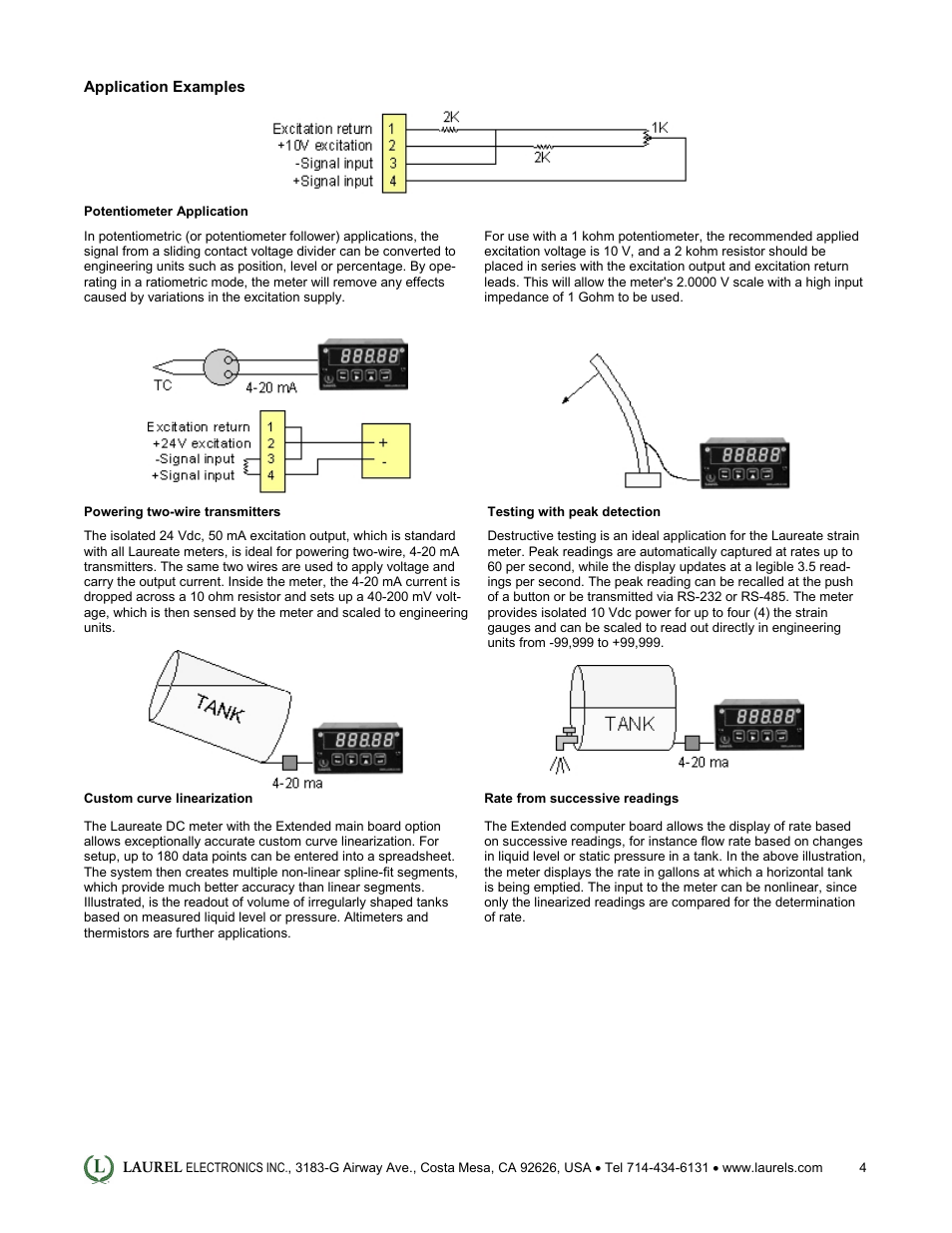 Laurel Electronics Laureate Digital Panel Meter for Process, Strain & Potentiometer Follower Signals User Manual | Page 4 / 5