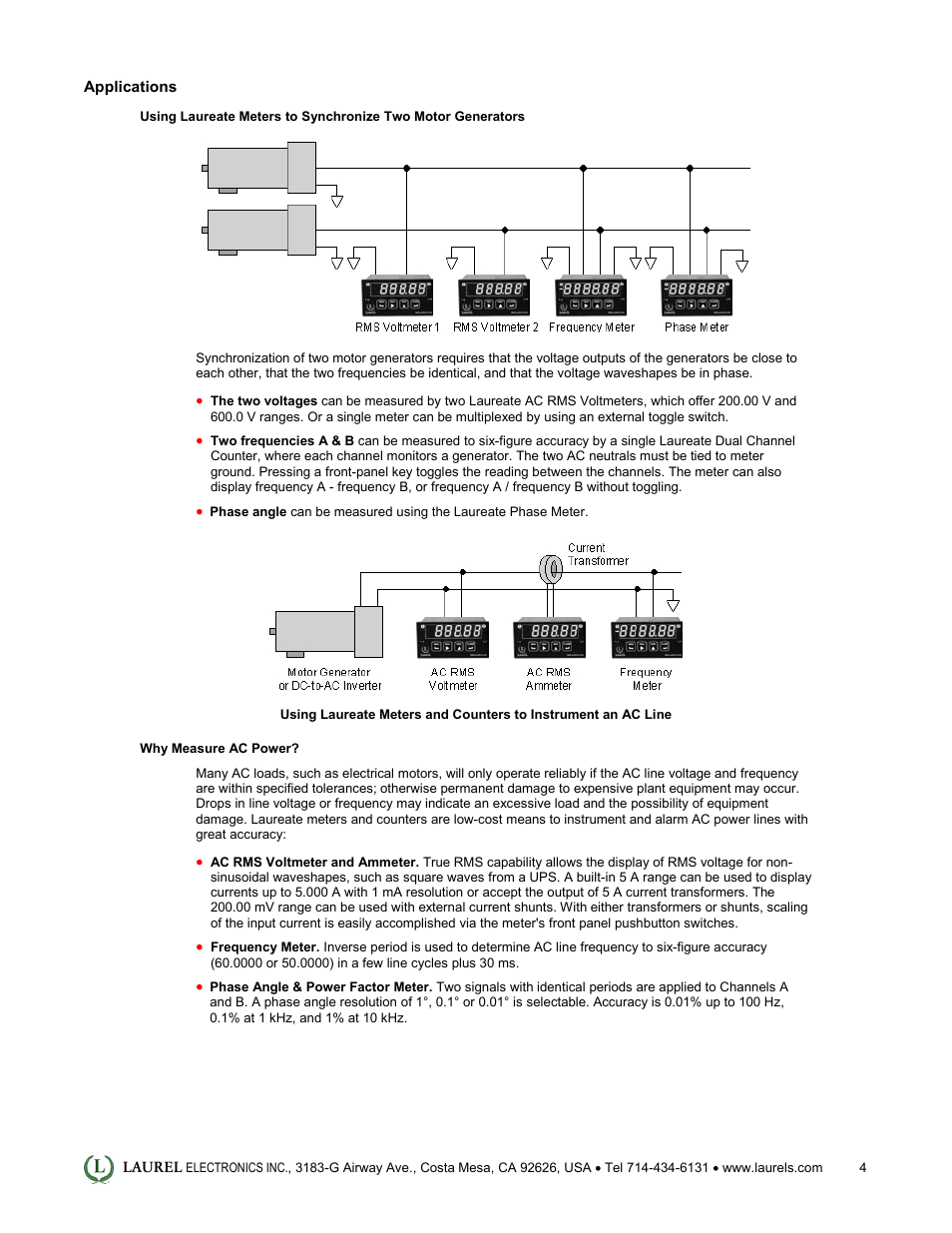 Laurel Electronics Laureate True RMS AC Voltage & Current Meter with 1 Cycle Update at 50-60 Hz User Manual | Page 4 / 5