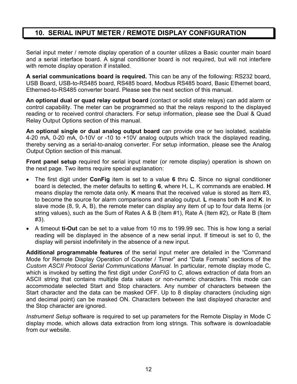 Laurel Electronics LAUREATE SERIES 2 SERIAL INPUT METER & REMOTE DISPLAY User Manual | Page 12 / 32