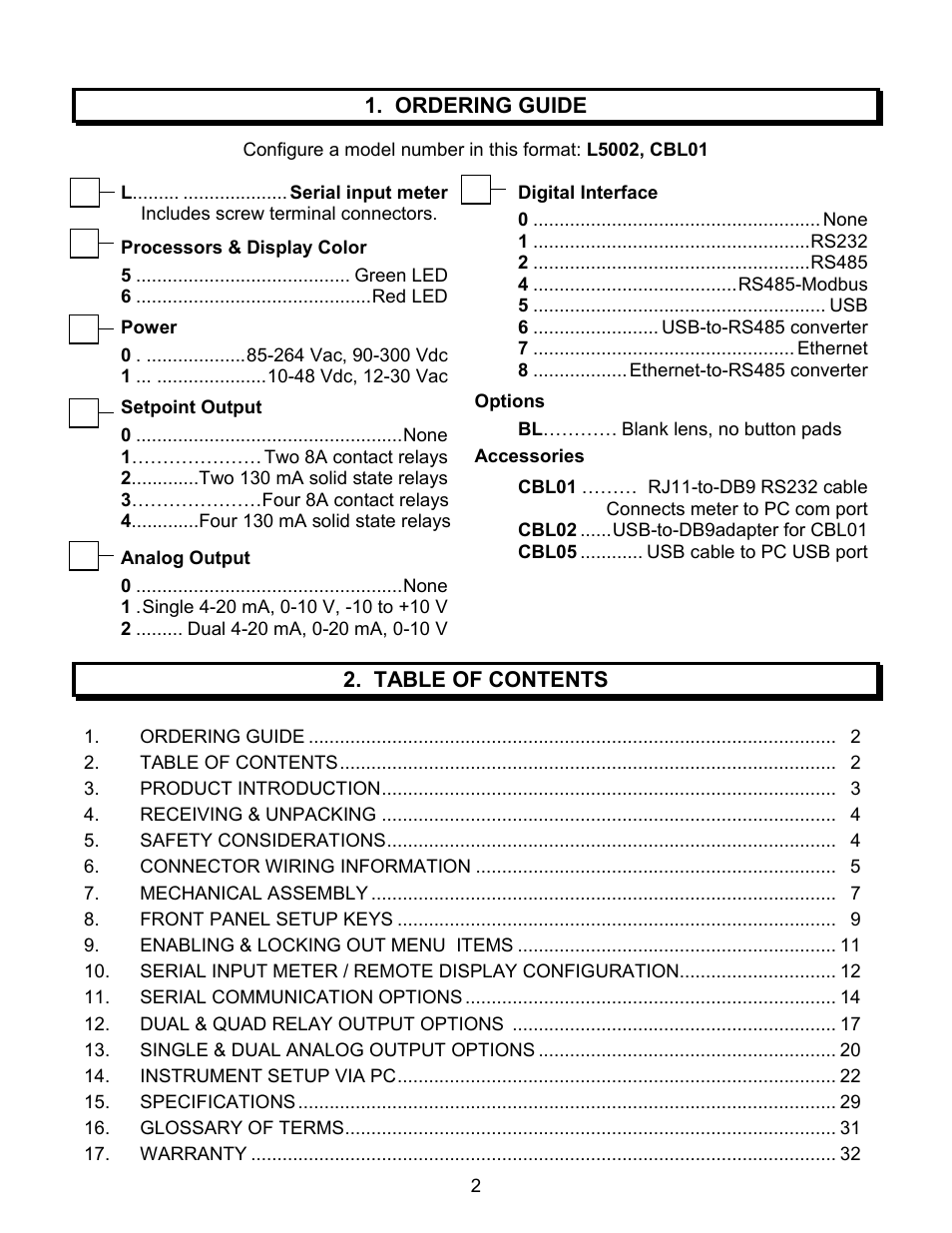 Laurel Electronics LAUREATE SERIES 2 SERIAL INPUT METER & REMOTE DISPLAY User Manual | Page 2 / 32