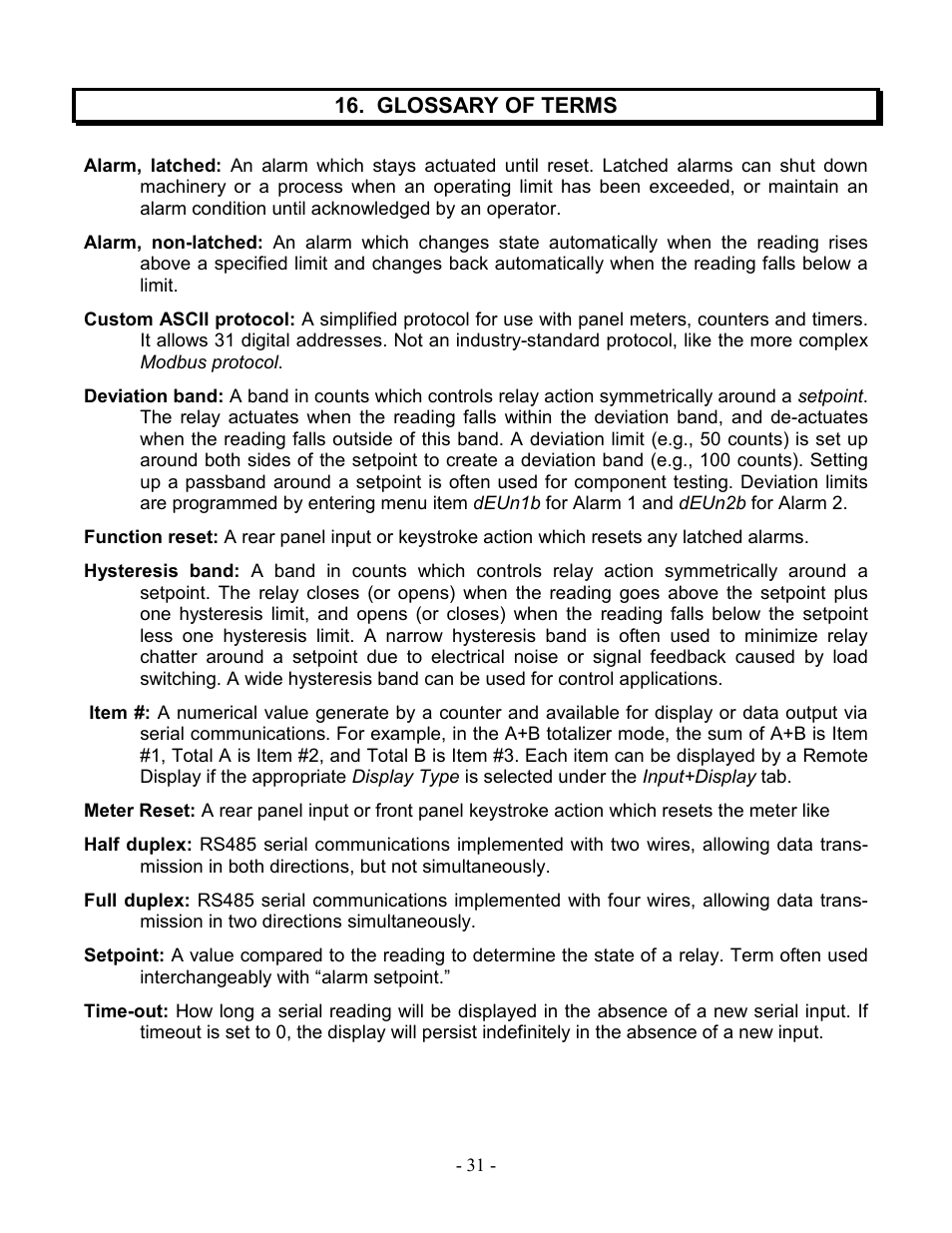 Laurel Electronics LAUREATE SERIES 2 SERIAL INPUT METER & REMOTE DISPLAY User Manual | Page 31 / 32