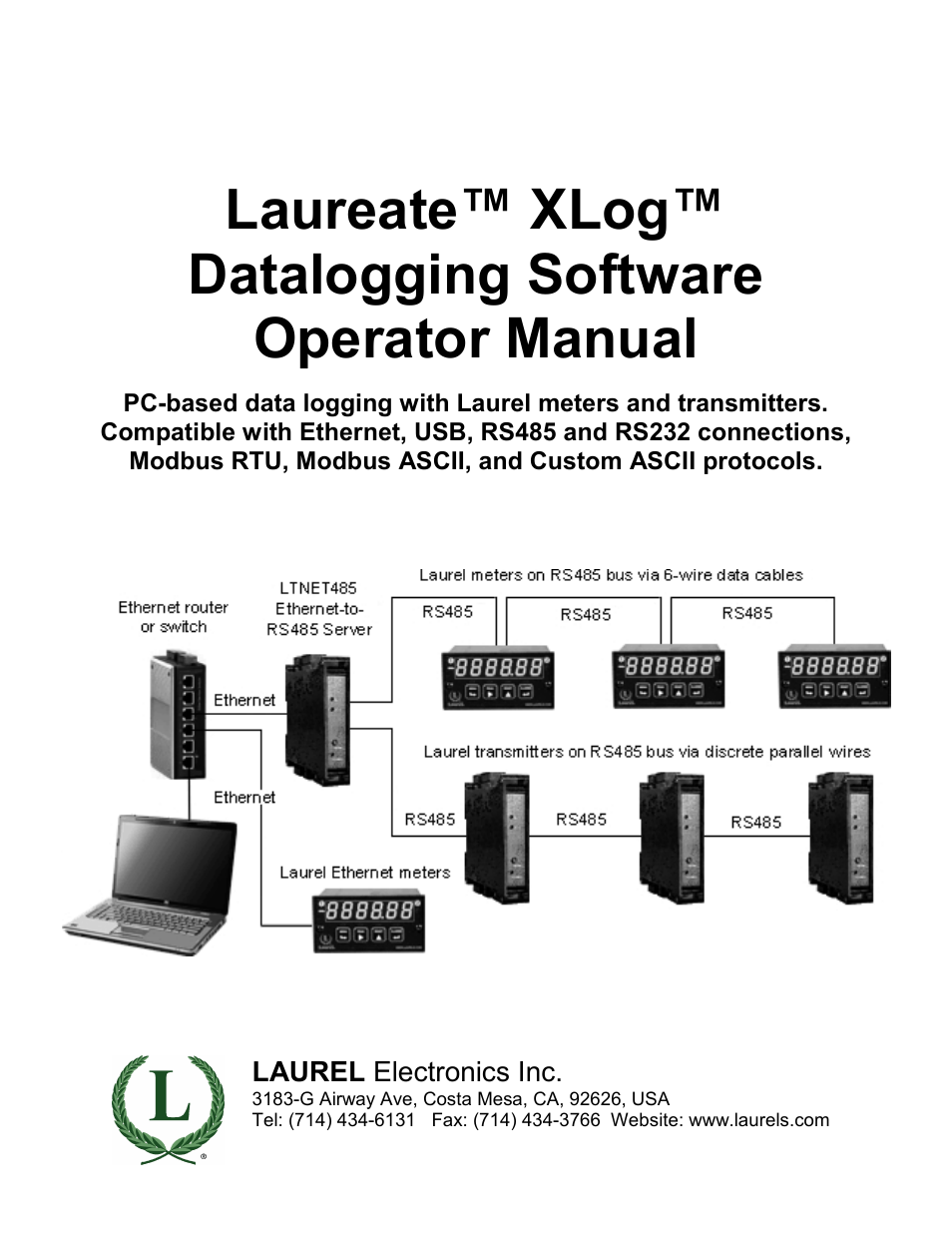 Laurel Electronics Laureate XLog Datalogging Software User Manual | 19 pages