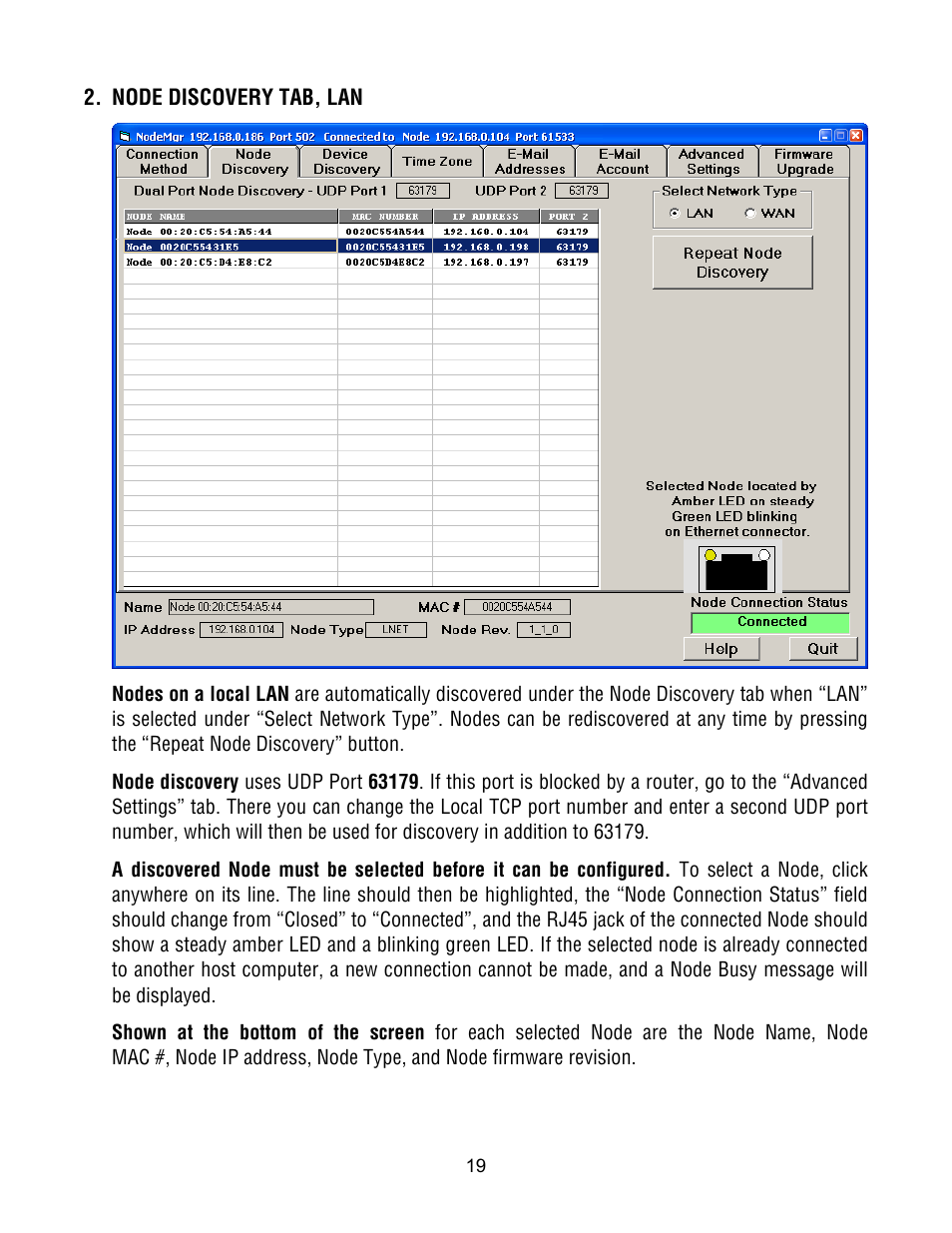 Laurel Electronics Ethernet Node Configuration for Series 2 Digital Panel Meters, Counters, Timers, Transmitters and Ethernet-to-Serial Device Servers User Manual | Page 19 / 44