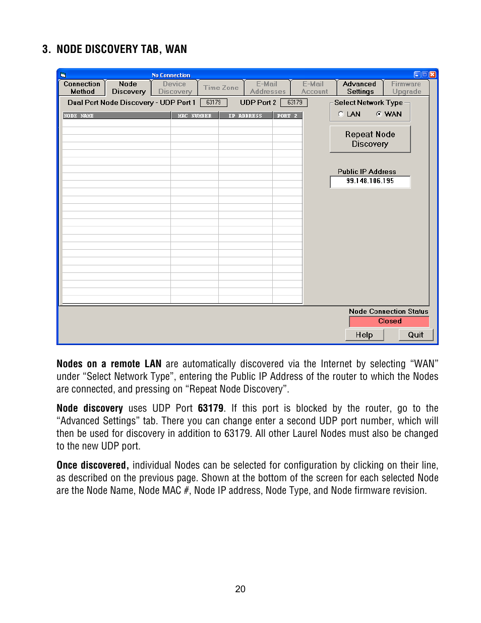 Laurel Electronics Ethernet Node Configuration for Series 2 Digital Panel Meters, Counters, Timers, Transmitters and Ethernet-to-Serial Device Servers User Manual | Page 20 / 44