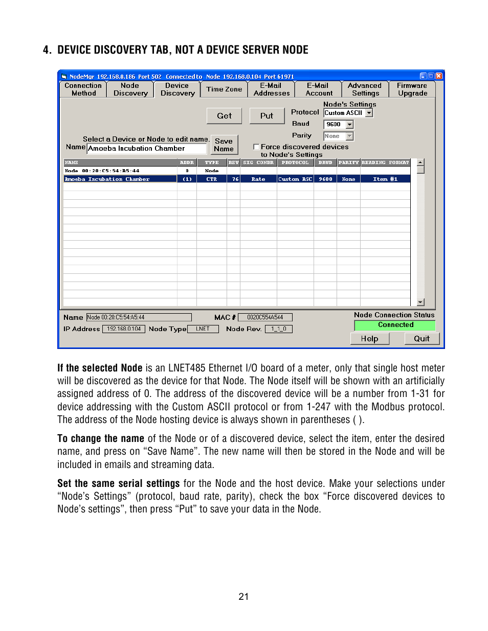 Laurel Electronics Ethernet Node Configuration for Series 2 Digital Panel Meters, Counters, Timers, Transmitters and Ethernet-to-Serial Device Servers User Manual | Page 21 / 44