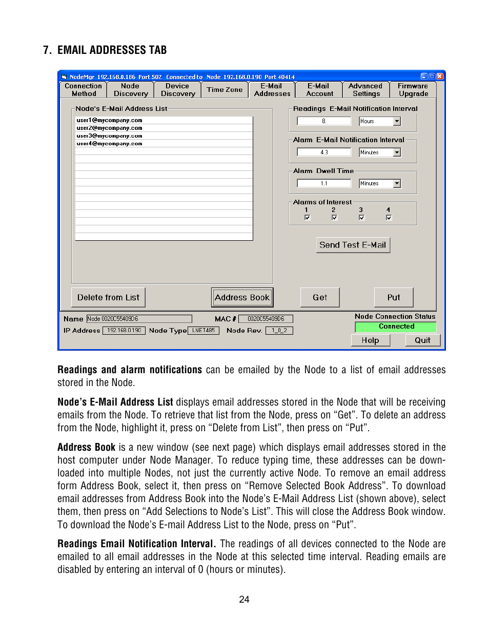 Laurel Electronics Ethernet Node Configuration for Series 2 Digital Panel Meters, Counters, Timers, Transmitters and Ethernet-to-Serial Device Servers User Manual | Page 24 / 44