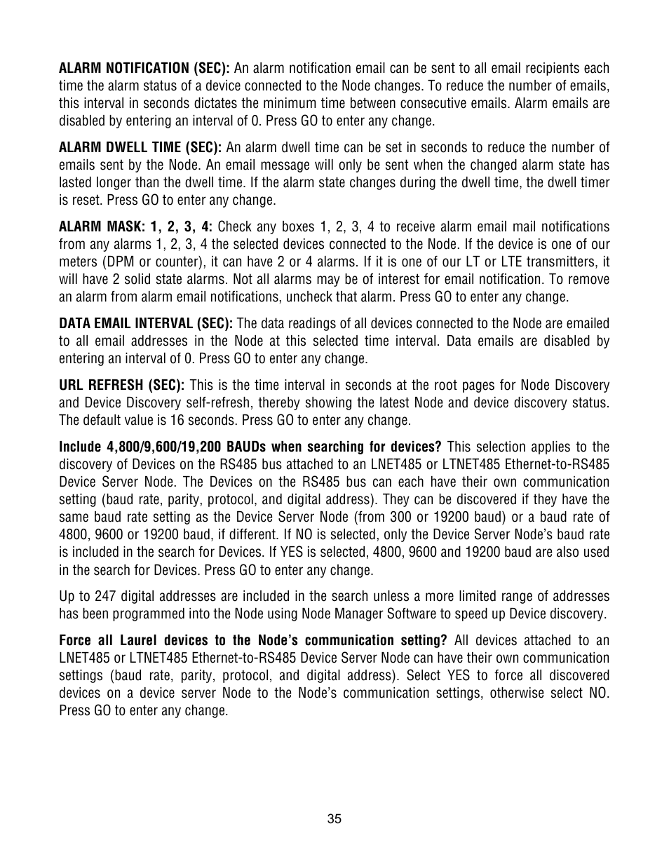 Laurel Electronics Ethernet Node Configuration for Series 2 Digital Panel Meters, Counters, Timers, Transmitters and Ethernet-to-Serial Device Servers User Manual | Page 35 / 44