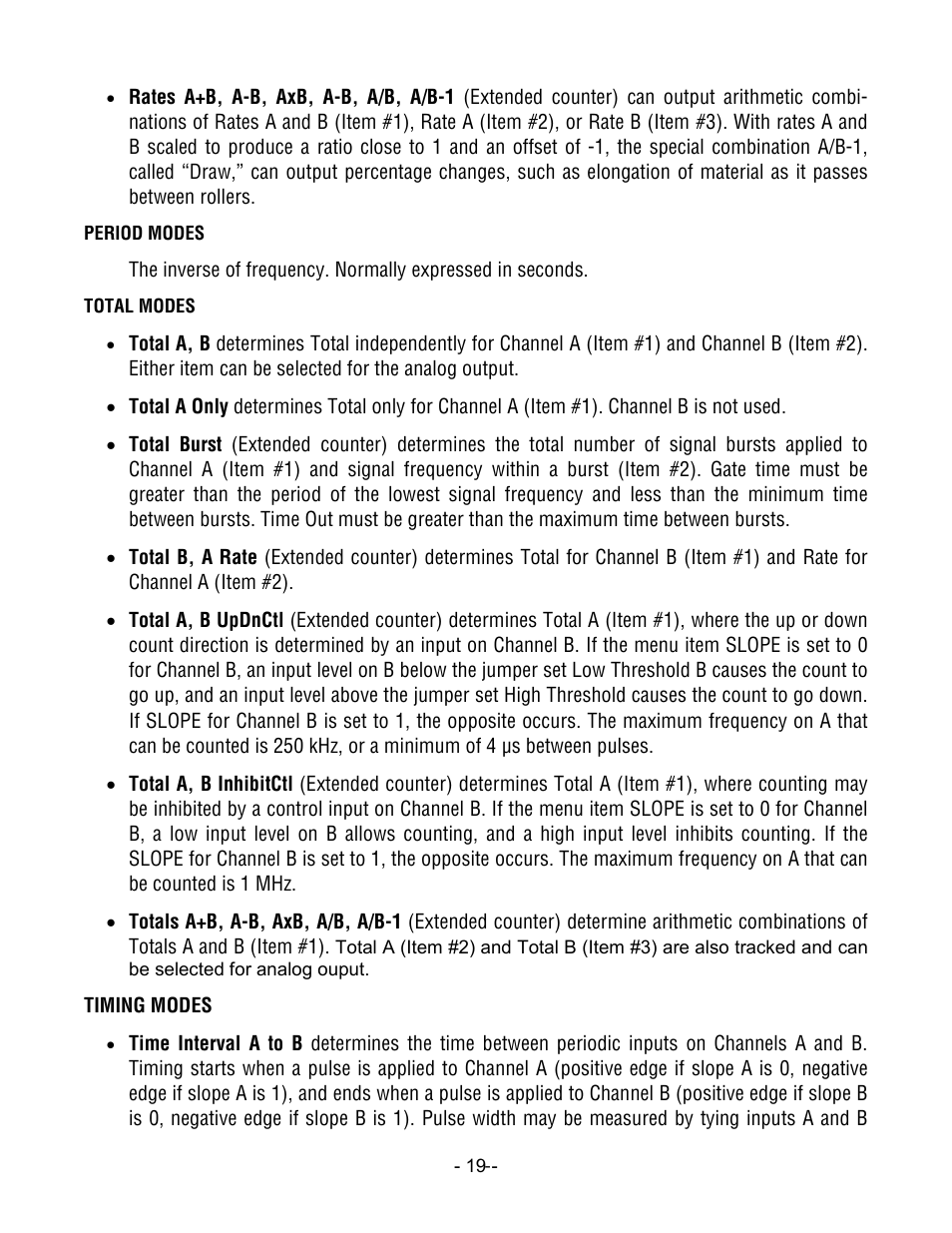Laurel Electronics LTM CTR SERIES PULSE, AC or PROCESS TOTALIZER INPUT, SERIAL DATA OUTPUT User Manual | Page 19 / 40