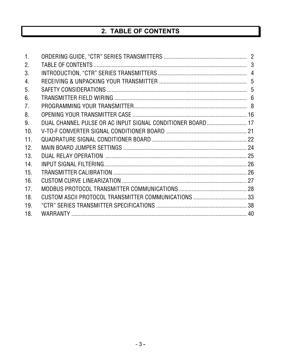 Laurel Electronics LTM CTR SERIES PULSE, AC or PROCESS TOTALIZER INPUT, SERIAL DATA OUTPUT User Manual | Page 3 / 40