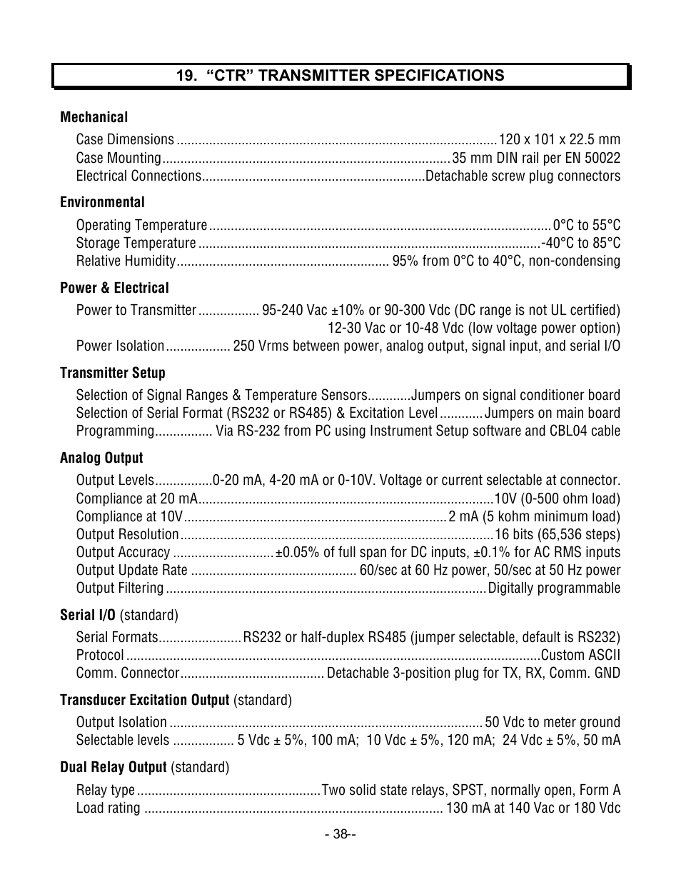 Laurel Electronics LTM CTR SERIES PULSE, AC or PROCESS TOTALIZER INPUT, SERIAL DATA OUTPUT User Manual | Page 38 / 40