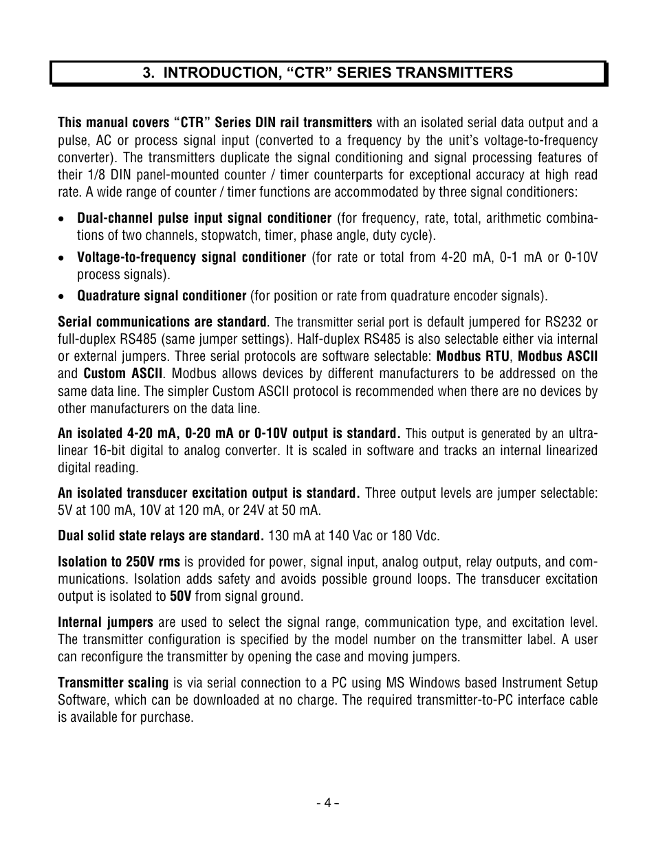 Laurel Electronics LTM CTR SERIES PULSE, AC or PROCESS TOTALIZER INPUT, SERIAL DATA OUTPUT User Manual | Page 4 / 40