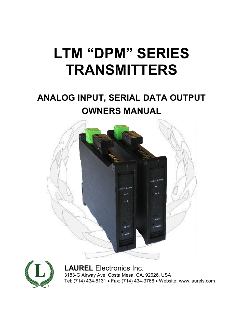 Laurel Electronics LTM DPM SERIES ANALOG INPUT, SERIAL DATA OUTPUT User Manual | 40 pages