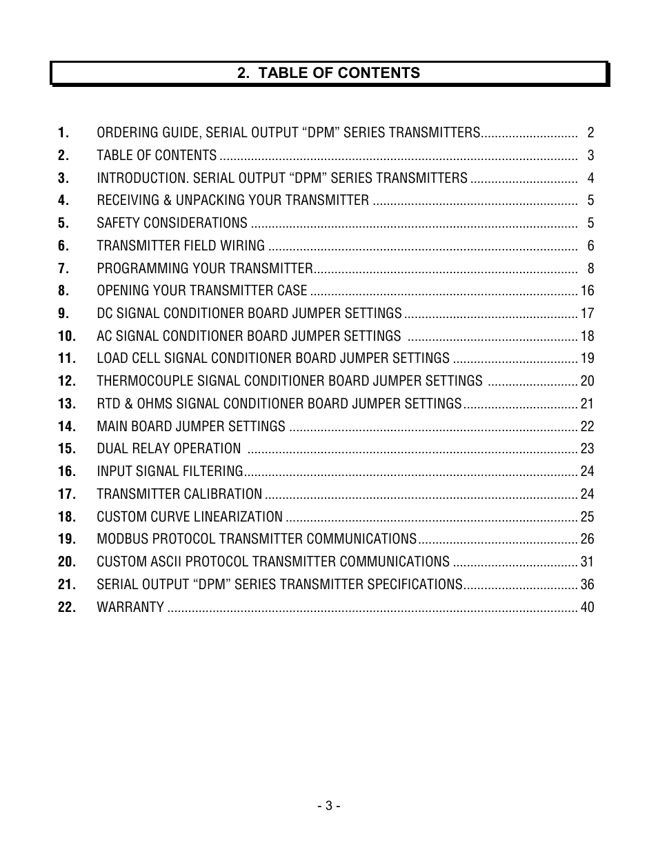 Laurel Electronics LTM DPM SERIES ANALOG INPUT, SERIAL DATA OUTPUT User Manual | Page 3 / 40