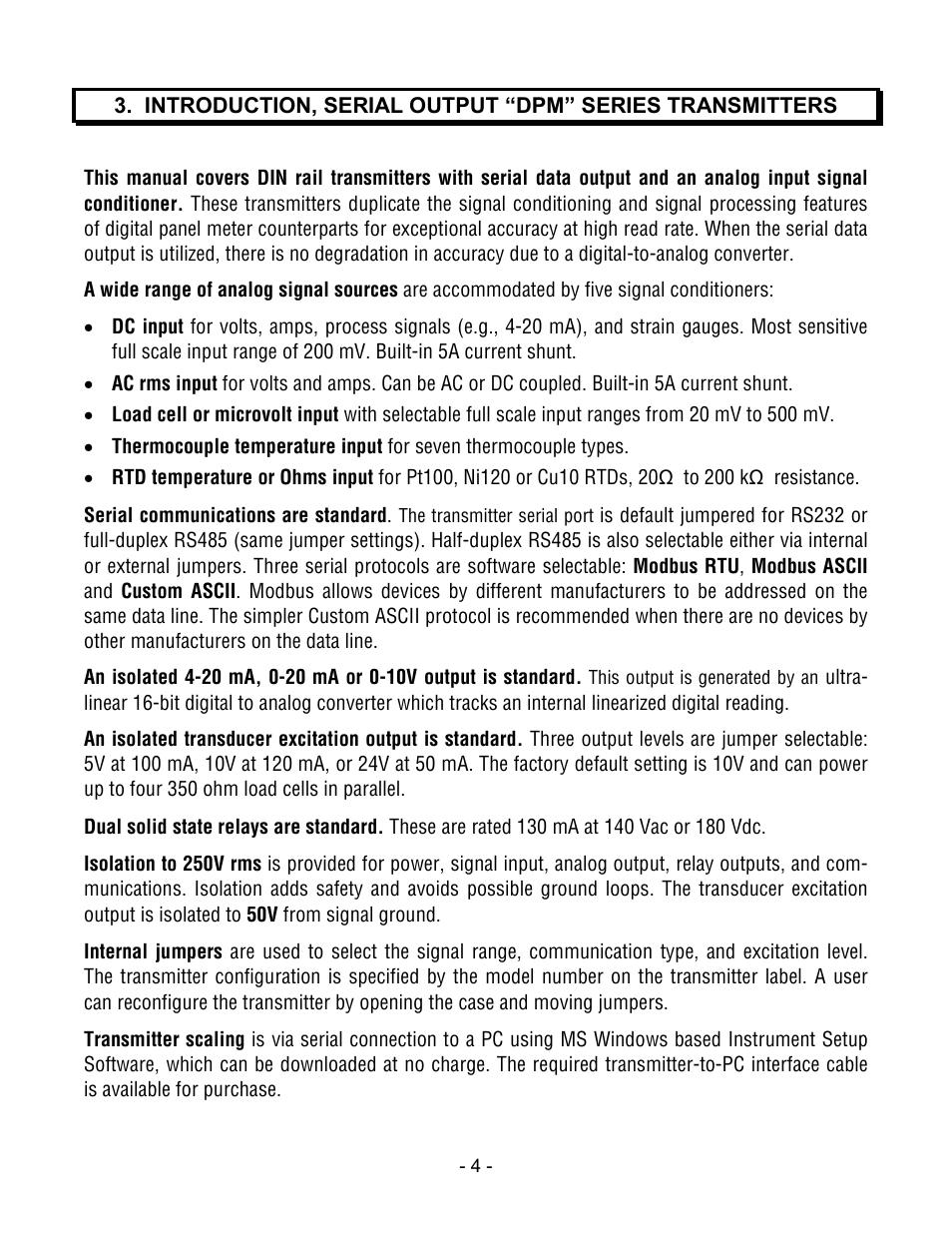 Laurel Electronics LTM DPM SERIES ANALOG INPUT, SERIAL DATA OUTPUT User Manual | Page 4 / 40