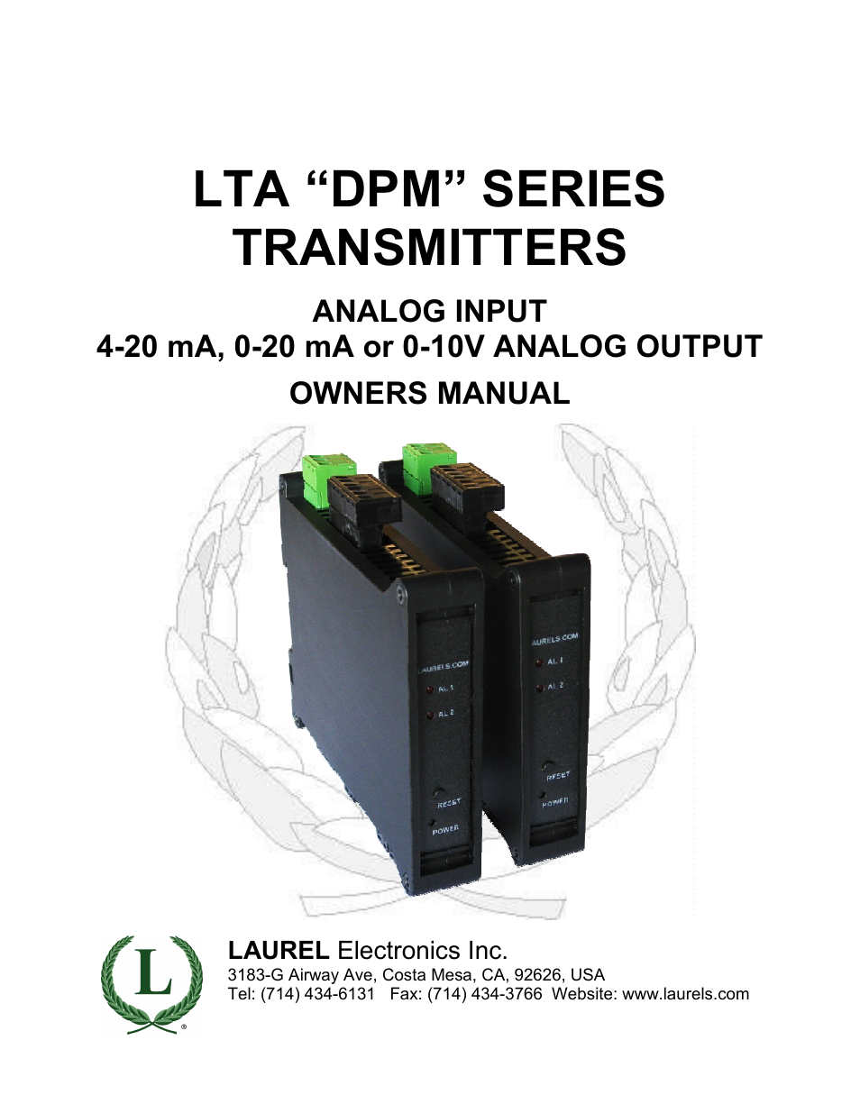 Laurel Electronics LTA DPM SERIES ANALOG INPUT User Manual | 32 pages