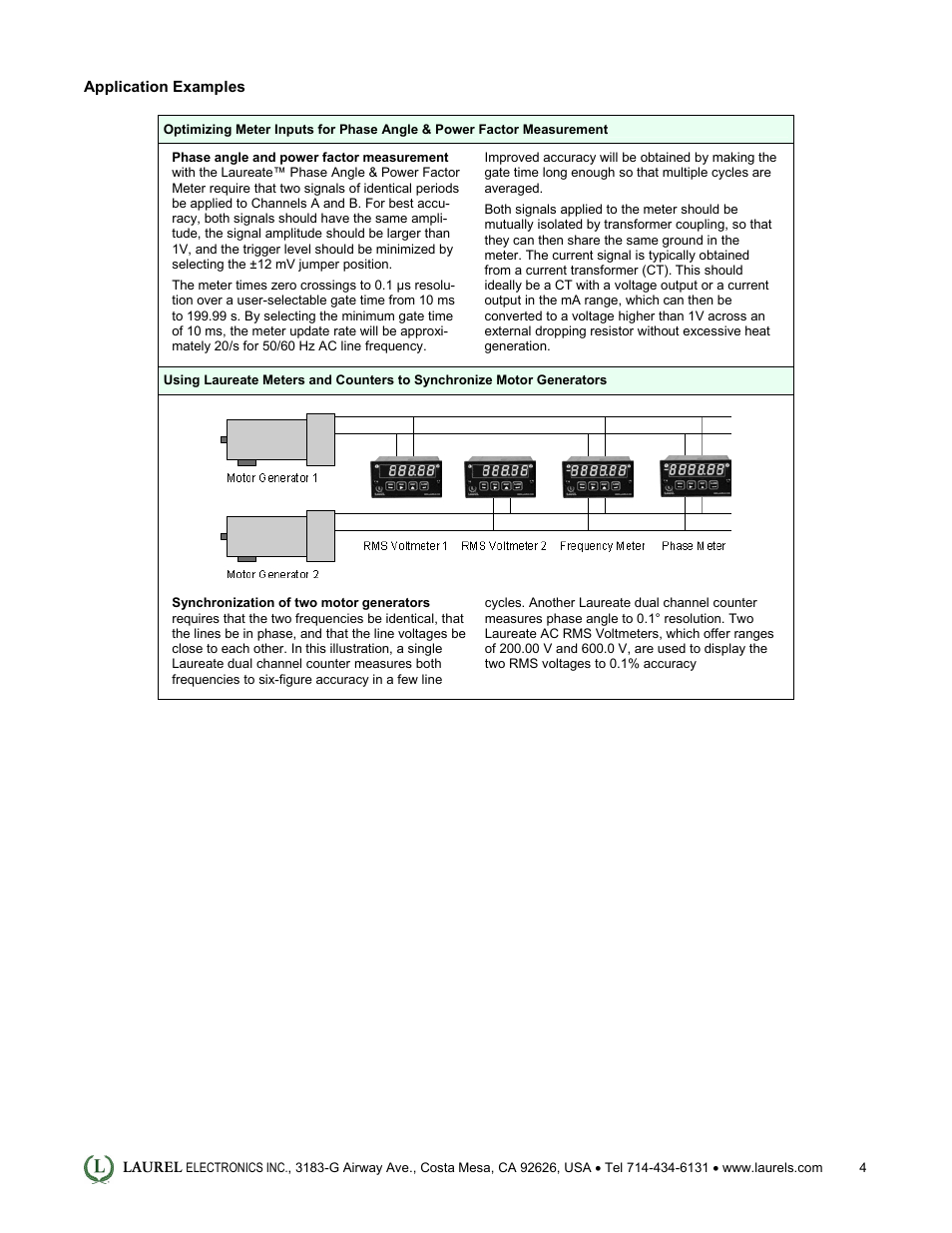 Laurel Electronics Laureate AC Power Factor Meter & AC Phase Angle Meter User Manual | Page 4 / 5