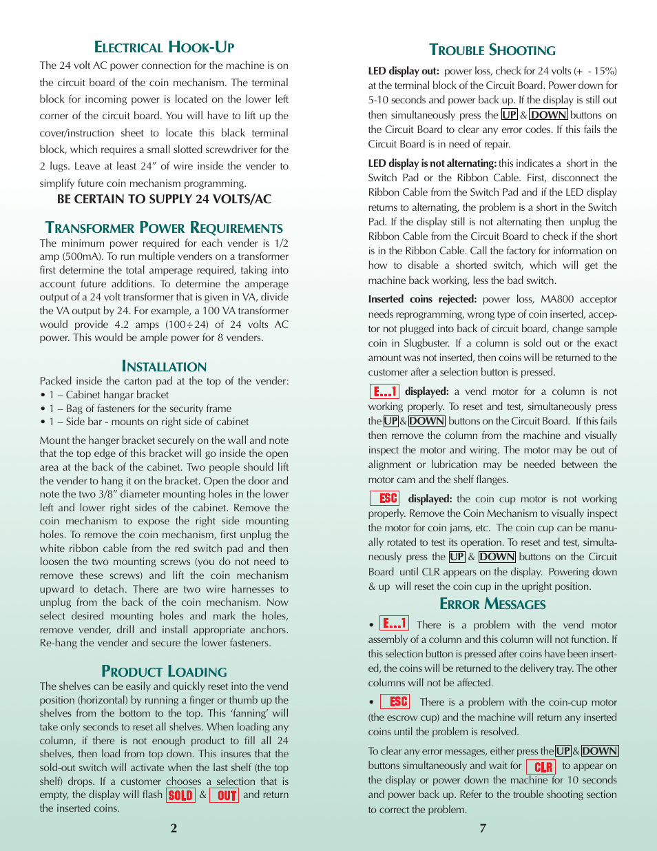 Laurel Metal 899 3-COLUMN ELECTRONIC VENDER User Manual | Page 2 / 4